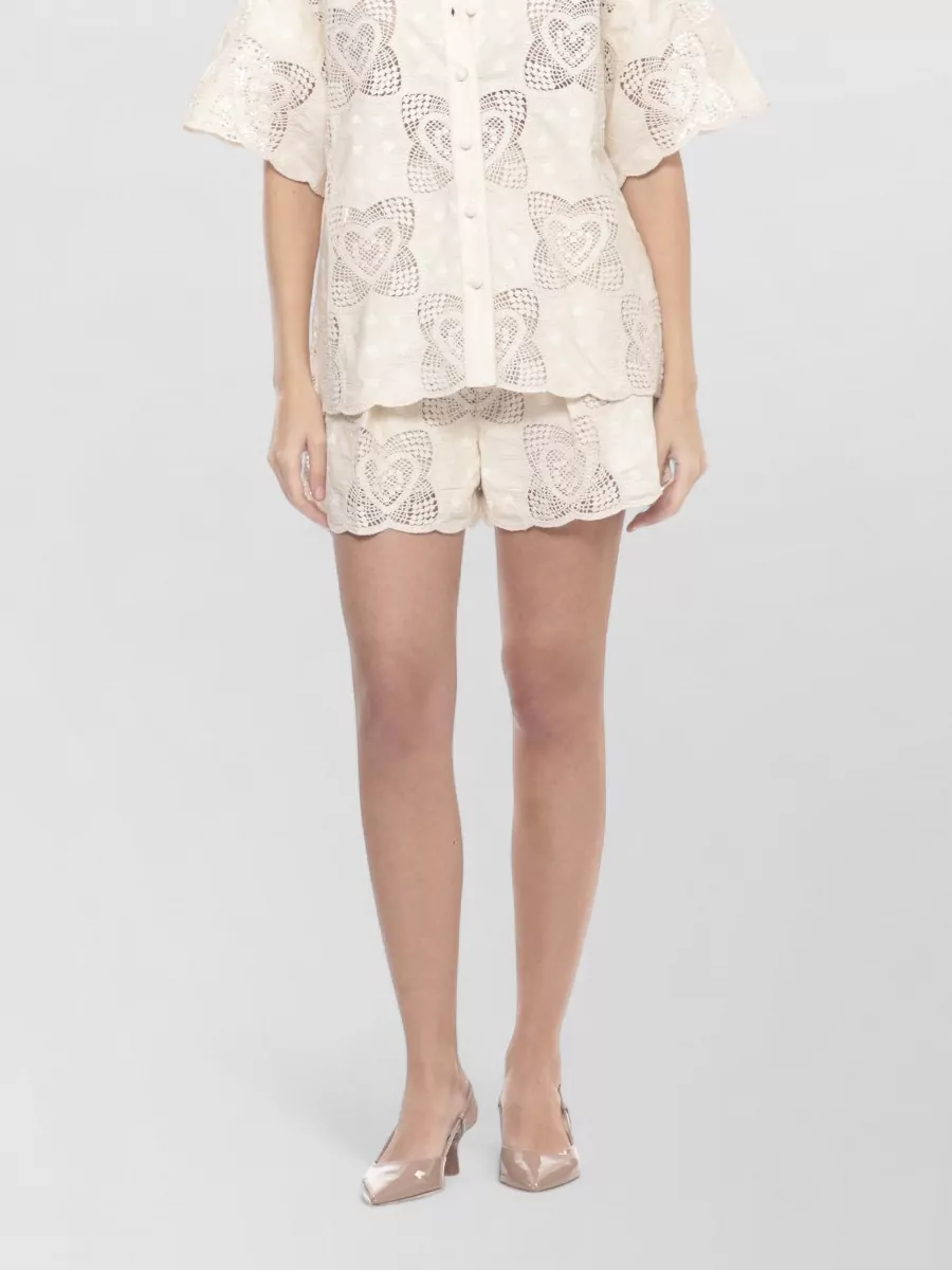 Zimmermann Embroidered Cotton Tailored Shorts