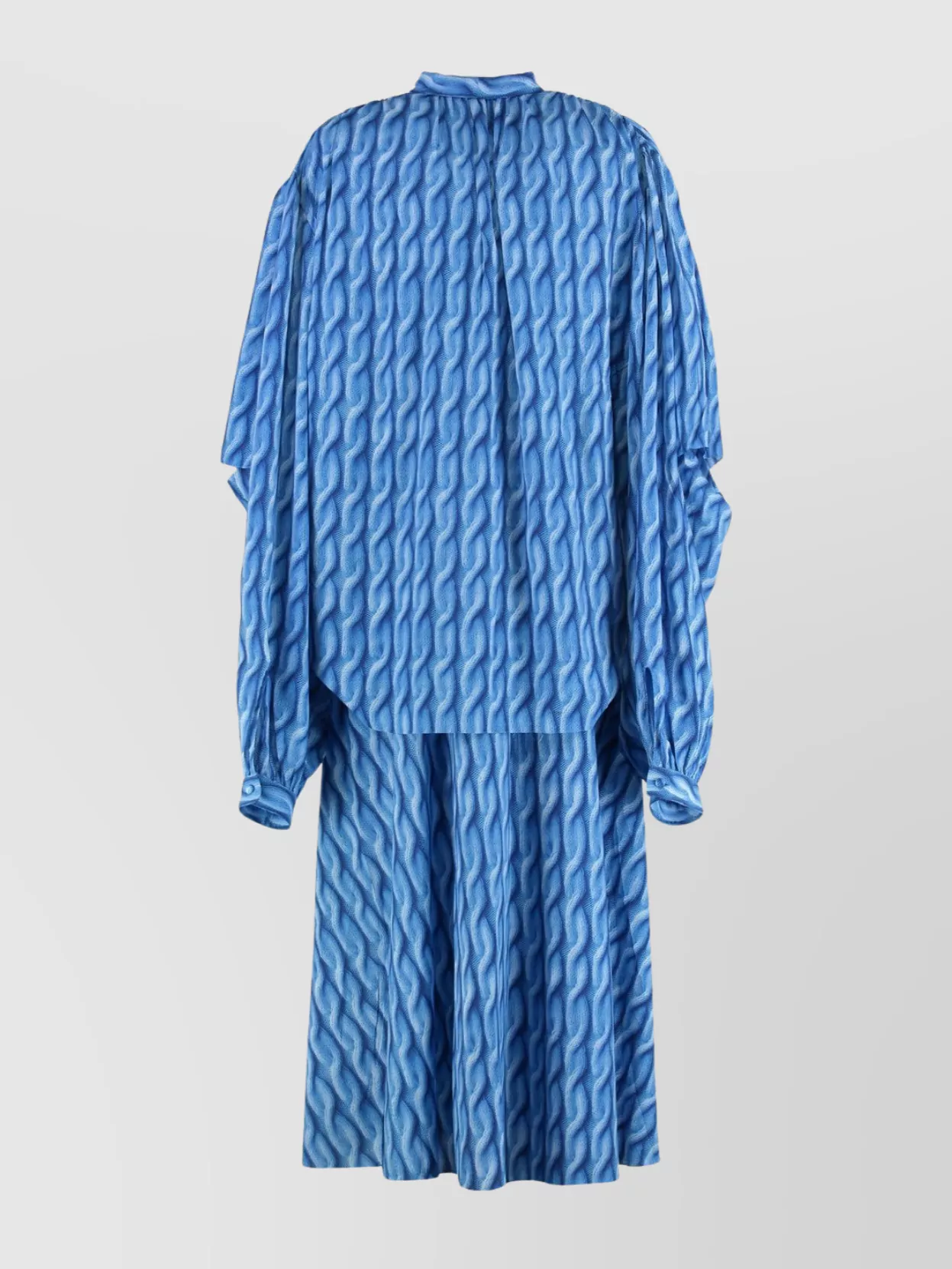 Balenciaga Dress With Balloon Sleeves And Bow Detail In Blue