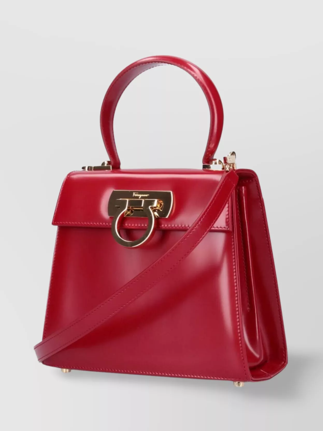 Ferragamo Top Handle Tote Bag With Gold-tone Hardware In Red