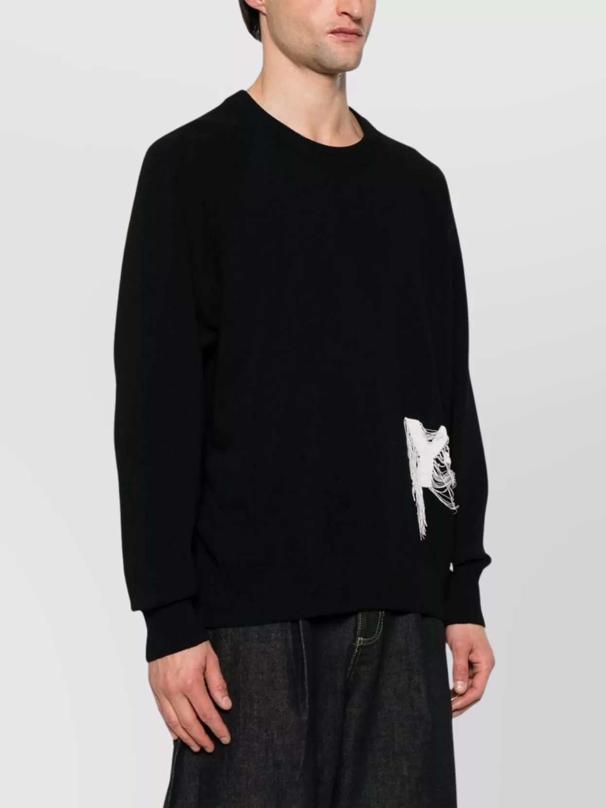Y-3 Crewneck Sweater With Intarsia-Knit And Embroidered Detail