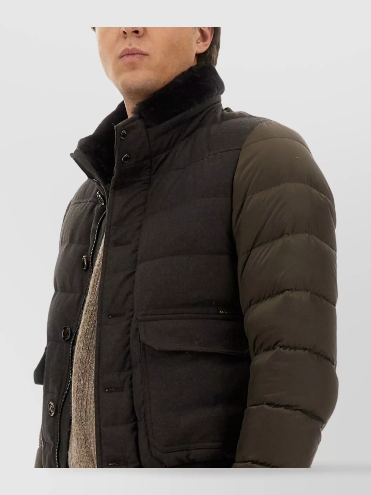 Moorer Quilted High Collar Jacket With Front Pockets