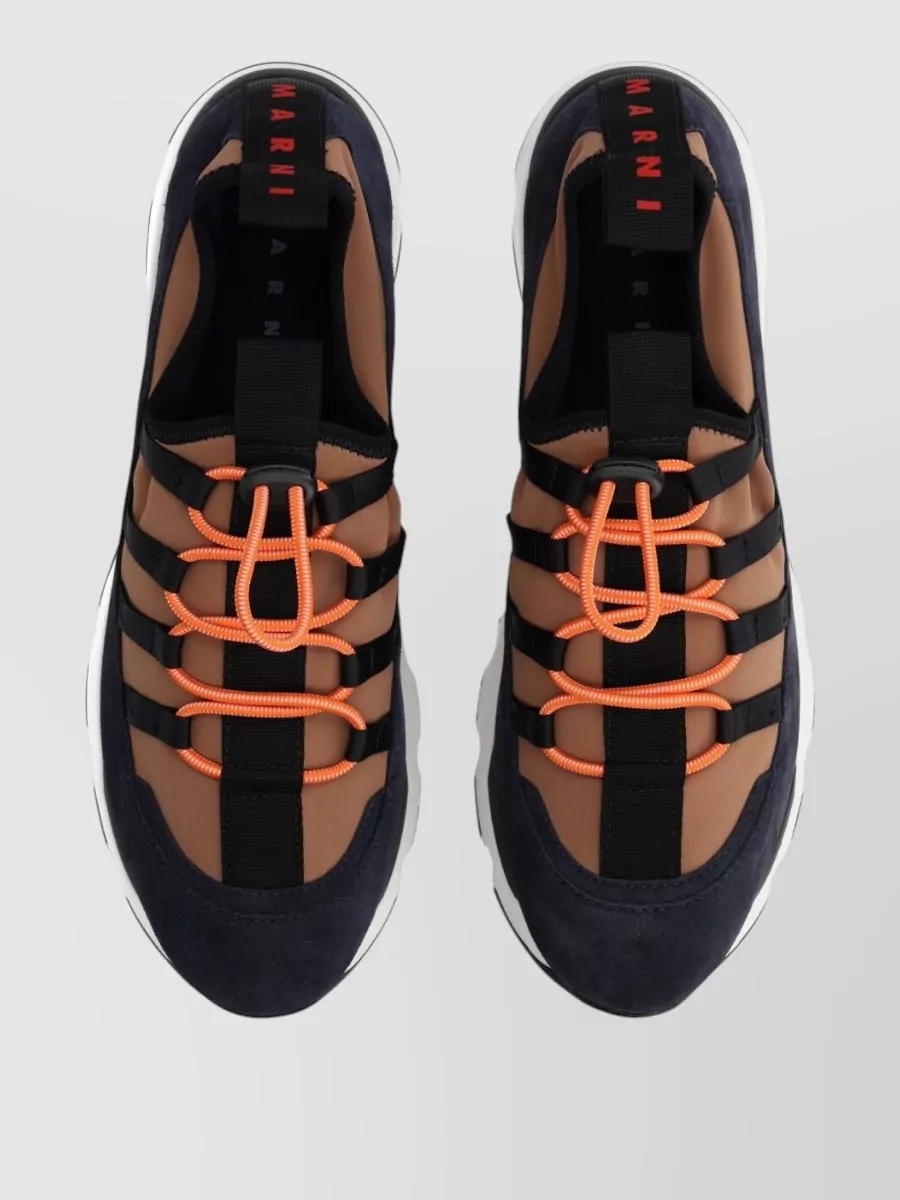 Marni Sneakers Mesh Panels Contrasting Sole Pull Tab