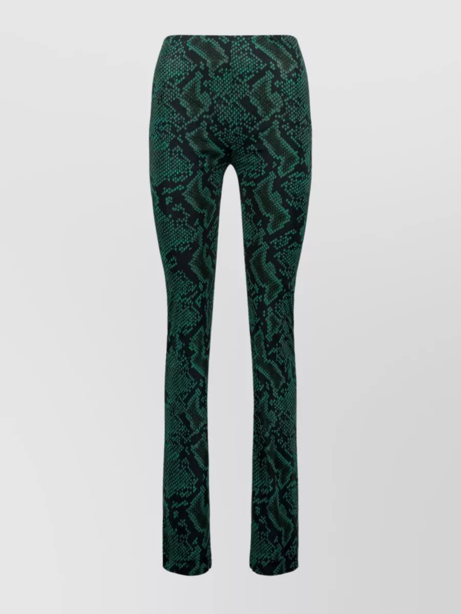Shop Atlein Snakeskin Print Flared Trousers In Green