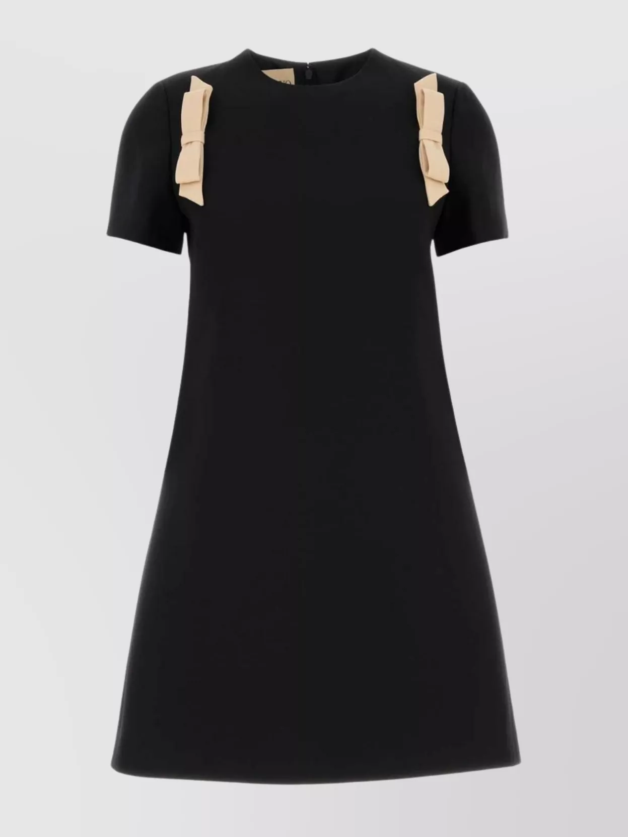 Valentino Wool Dress With Bow Accents And Round Neckline In Black