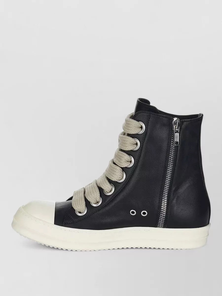 Rick Owens Leather High-Top Sneakers