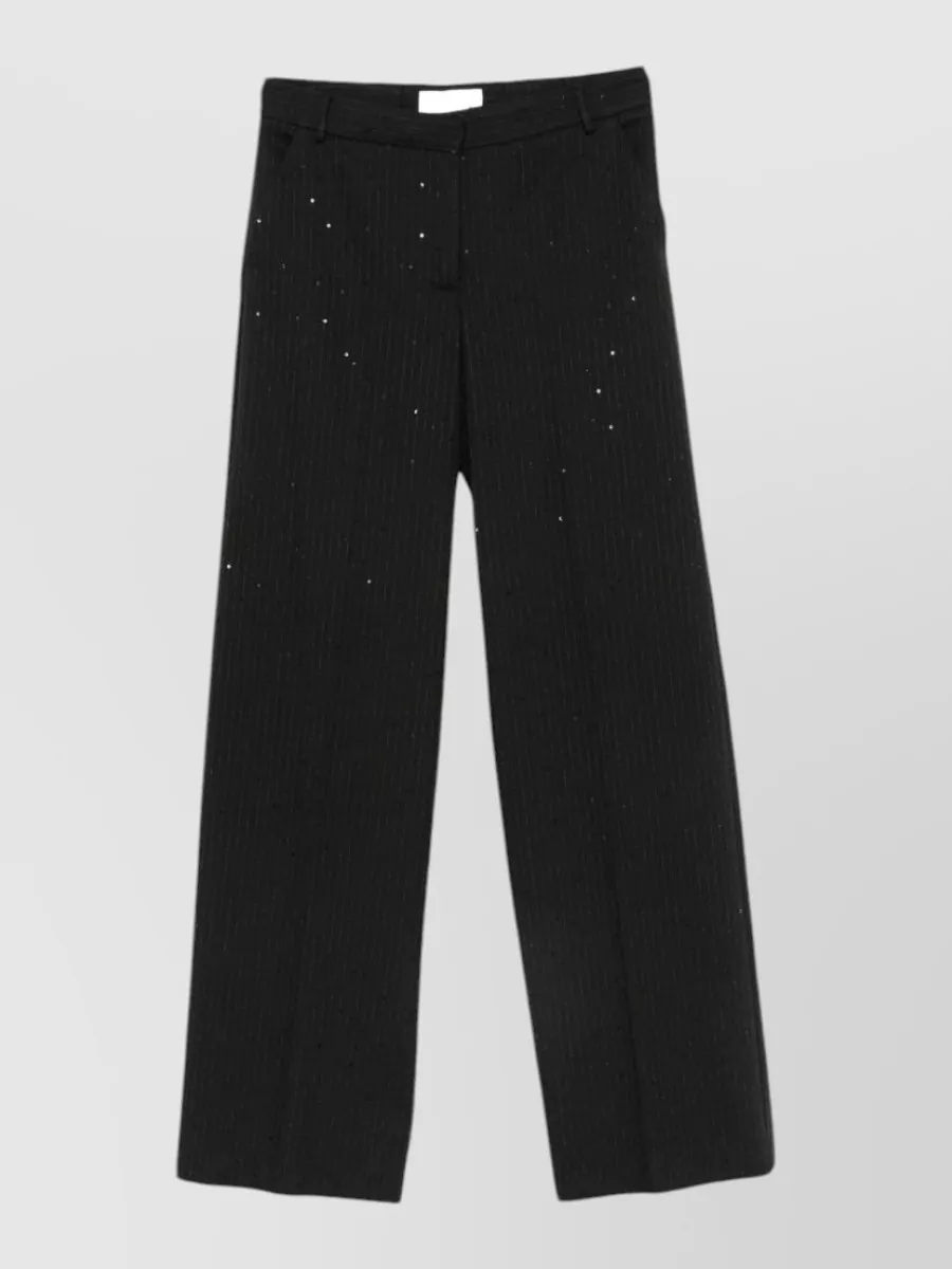 Ermanno Firenze pinstripe sequin-embellished straight-leg suit trousers