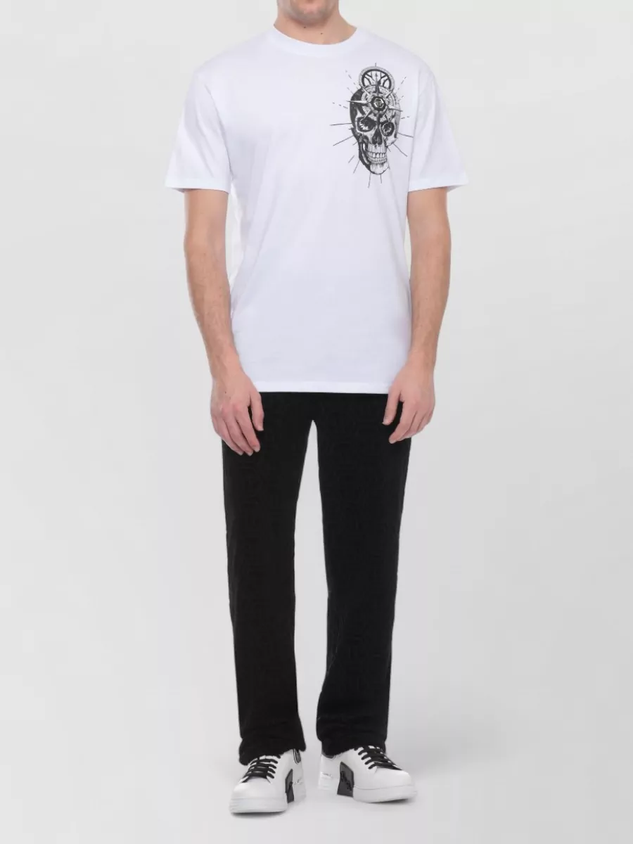Philipp Plein Cotton Skull Tattoo Print Short-Sleeve T-Shirt