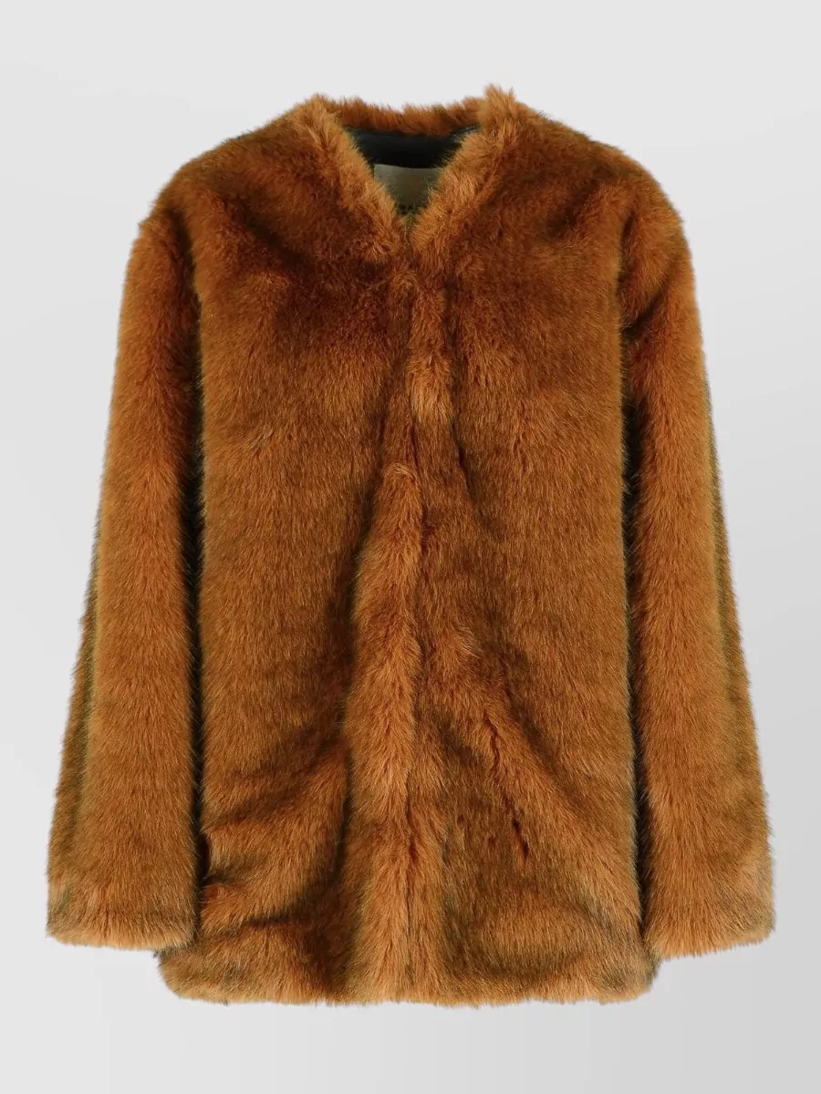 Isabel Marant Aglae Long Sleeve Faux Fur Coat In Brown