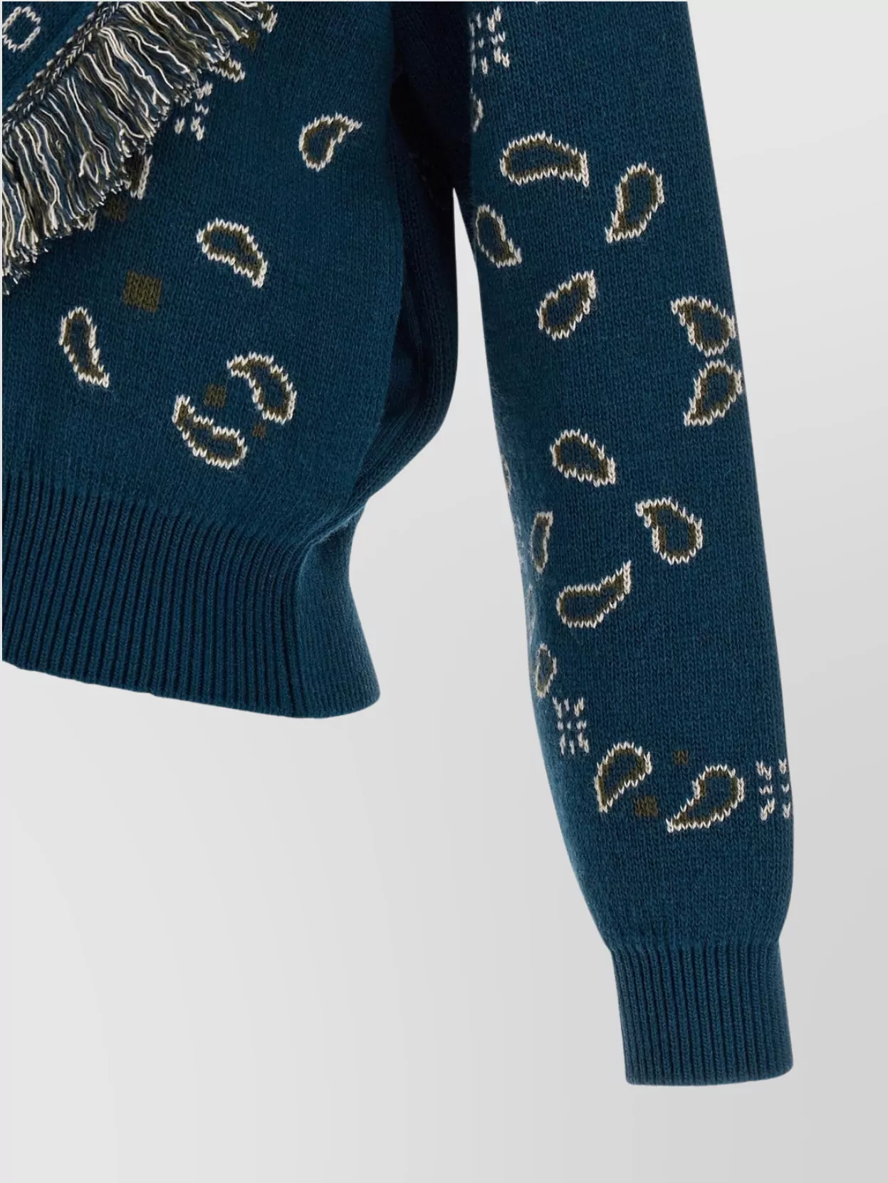 Alanui Thistle Fringe Patterned Bomber Knitwear