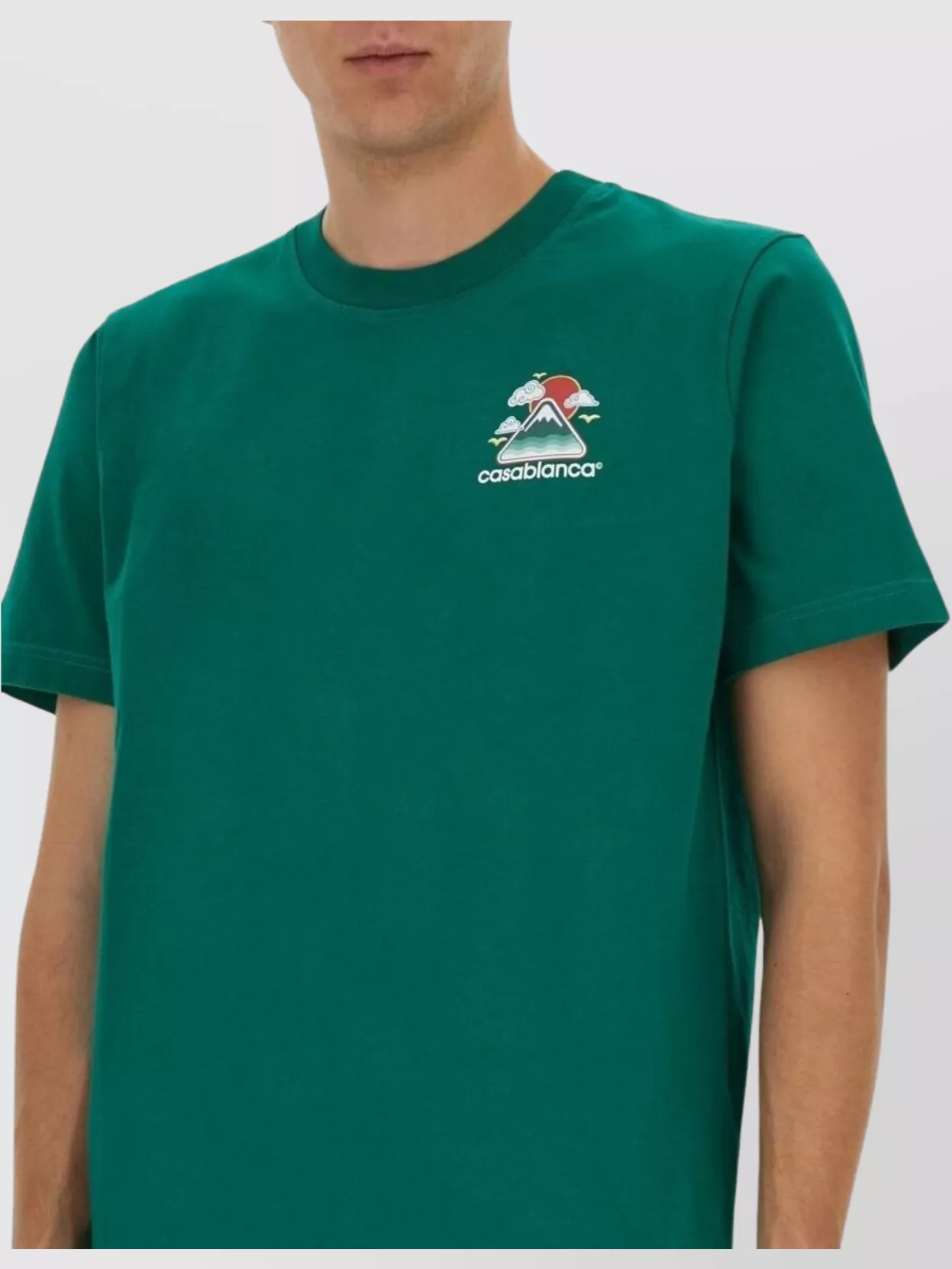 Casablanca Mens Montagne Ondulee Brand-print Cotton-jersey T-shirt In Green