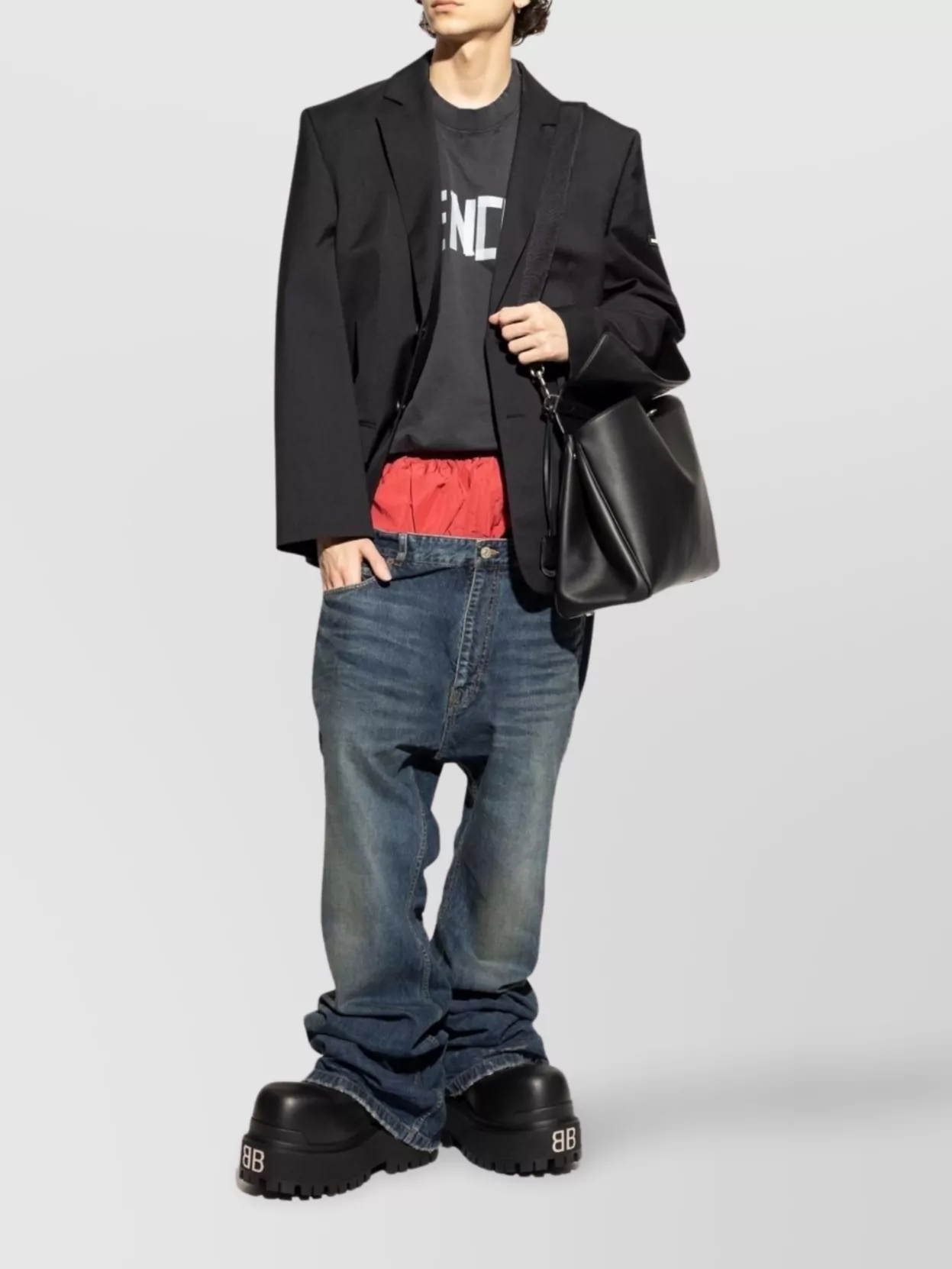 Balenciaga Oversized Leather Boots With Chunky Rubber Sole