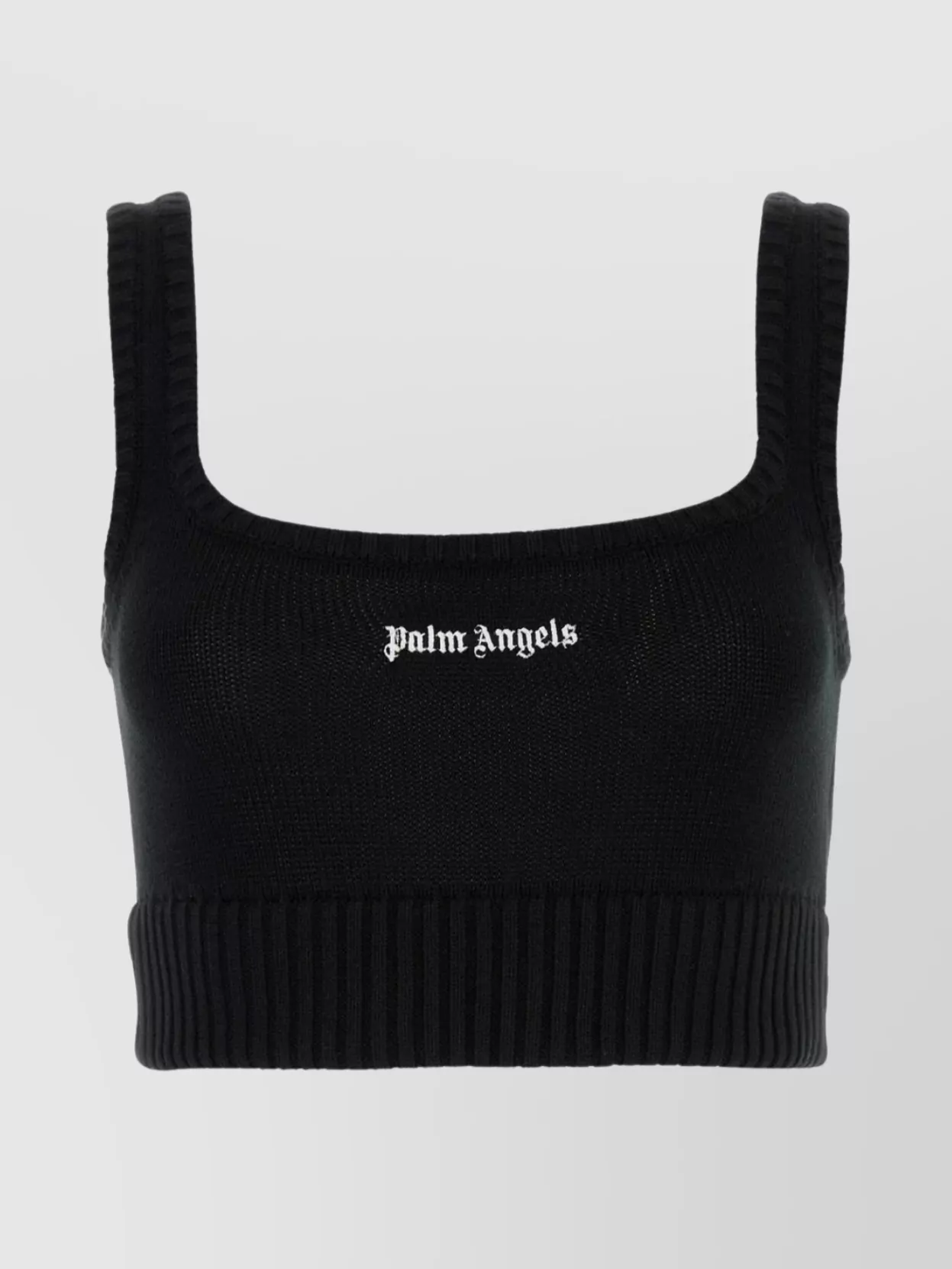 Shop Palm Angels Sleeveless Ribbed Cotton Crop Top