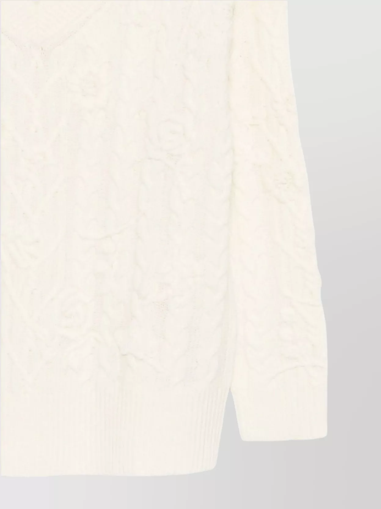 Ermanno Firenze V-Neck Cable Knit Sweater With Ribbed Cuffs