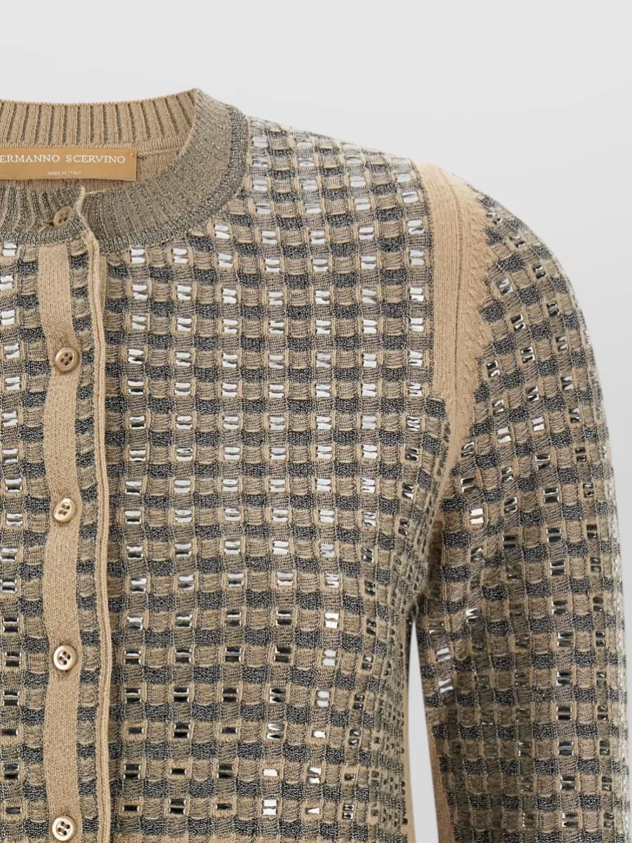 Ermanno Scervino Checked Crystal-Embellished Cardigan