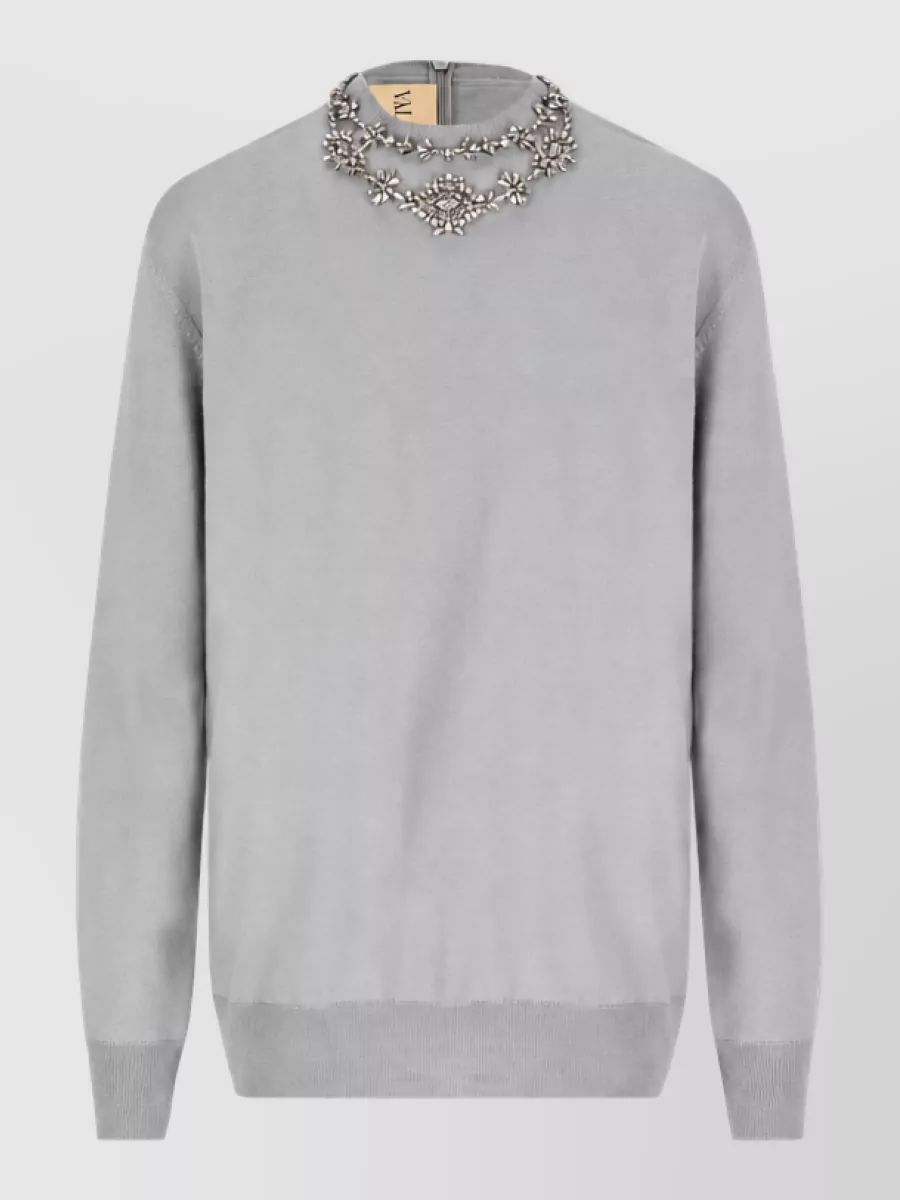 Valentino Garavani Virgin wool embellished crewneck sweater