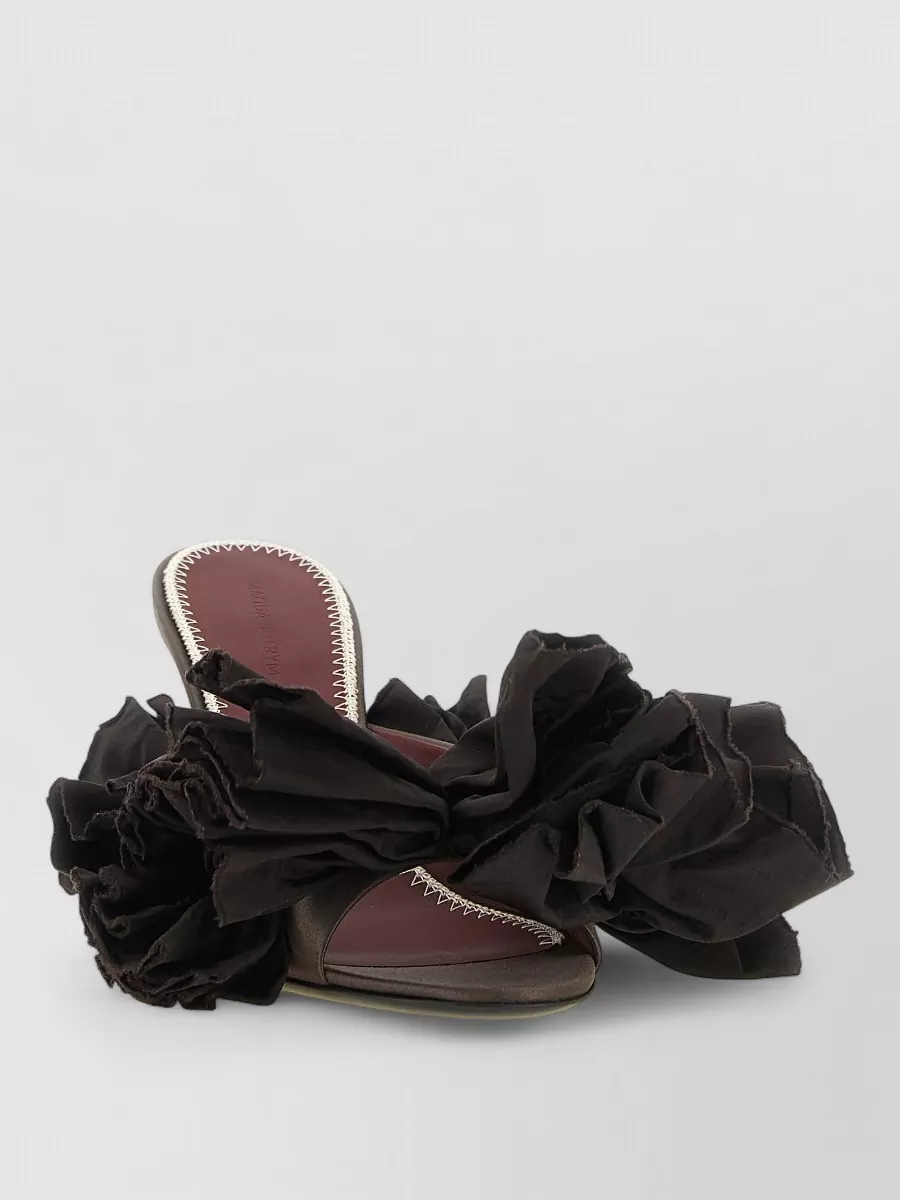 Magda Butrym silk satin floral appliqué mules