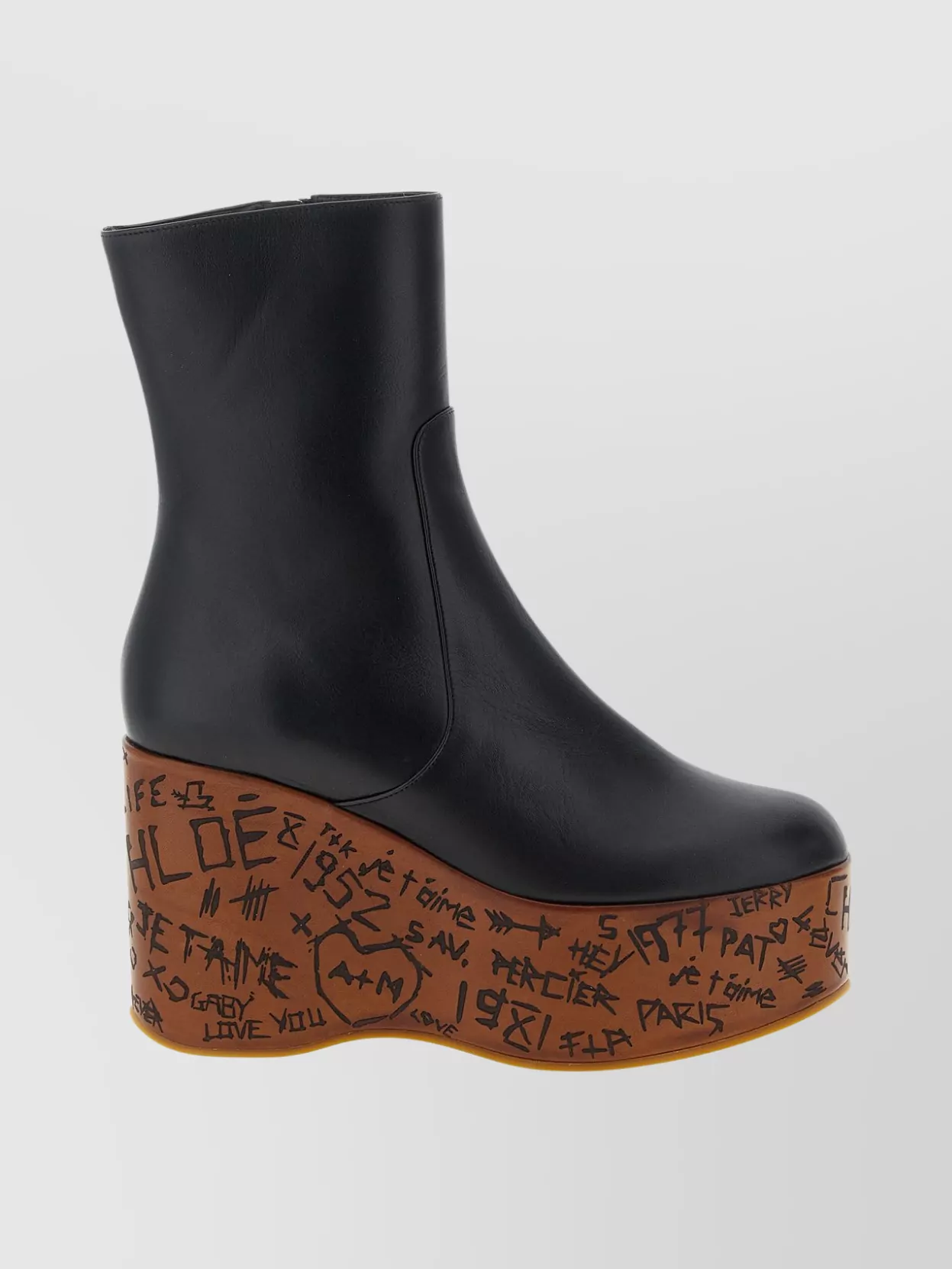 Chloé Graphic Print Ankle Boots With Platform Sole