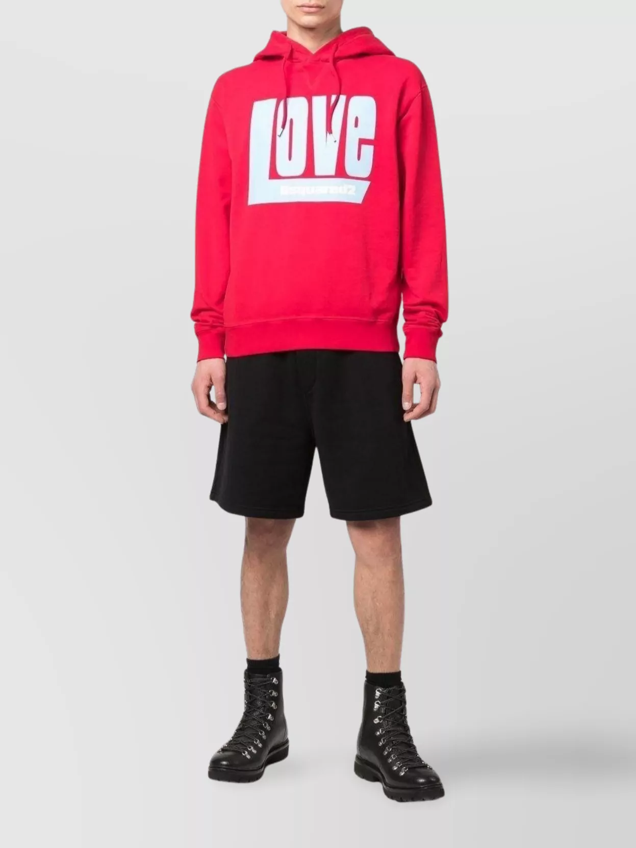 Dsquared2 Logo-print Drawstring Hood Hoodie In Red