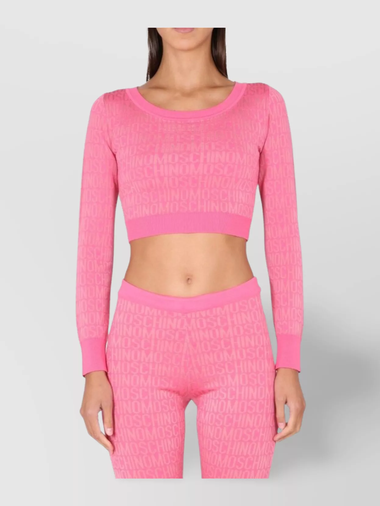 Moschino Cropped Pullover With Allover Logo Pattern