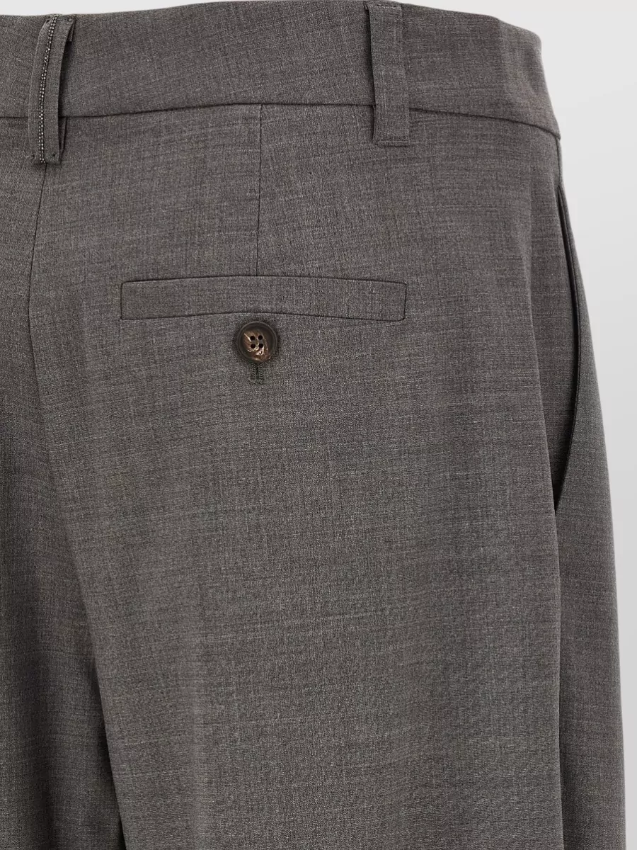 Brunello Cucinelli Wool Cropped Pleated Wide-Leg Suit Trousers