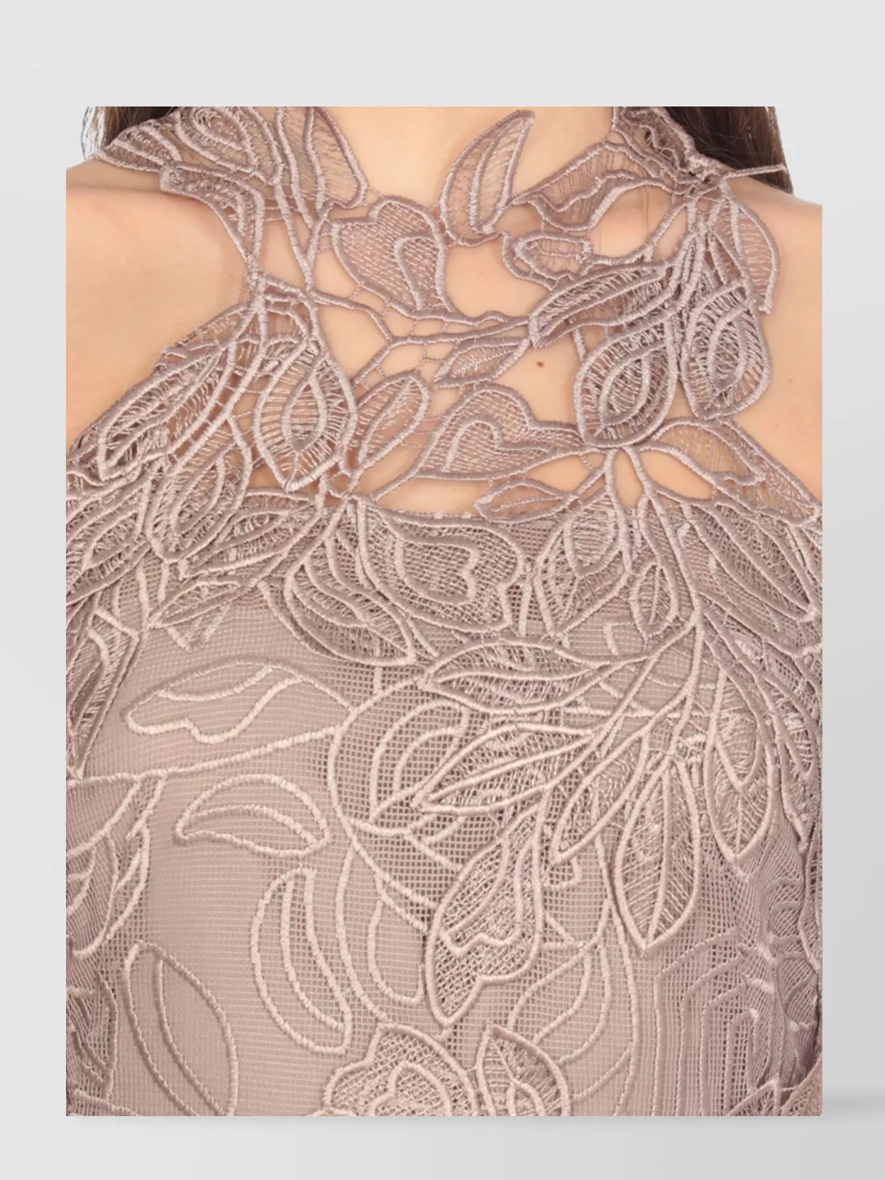 Alberta Ferretti Lace Floral Embroidery Halter Neck Dress