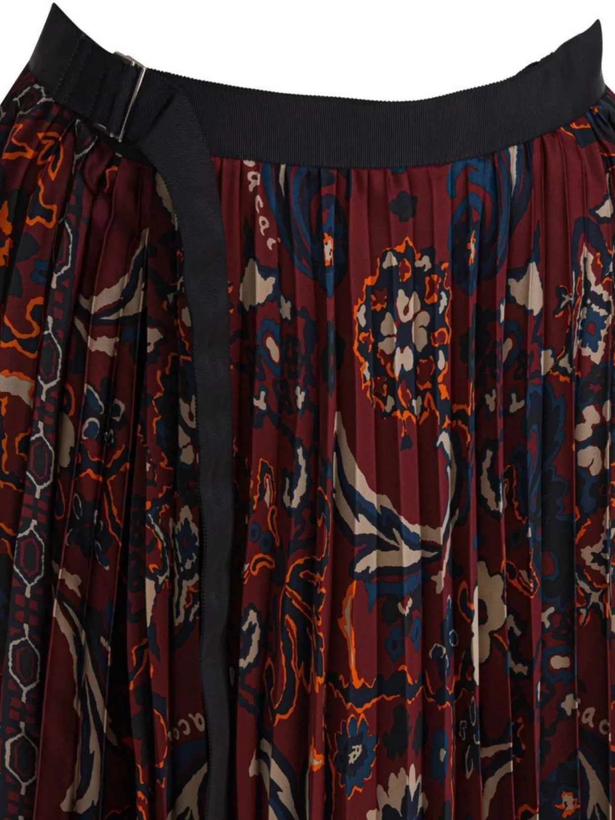 Sacai Pleated Floral Pattern Mid-Length Skirt