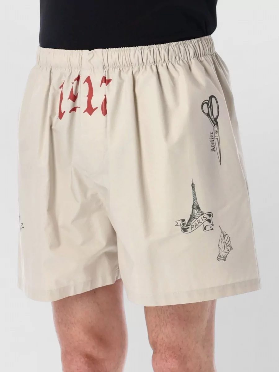 Balenciaga Graphic Print Large Fit Swim Shorts