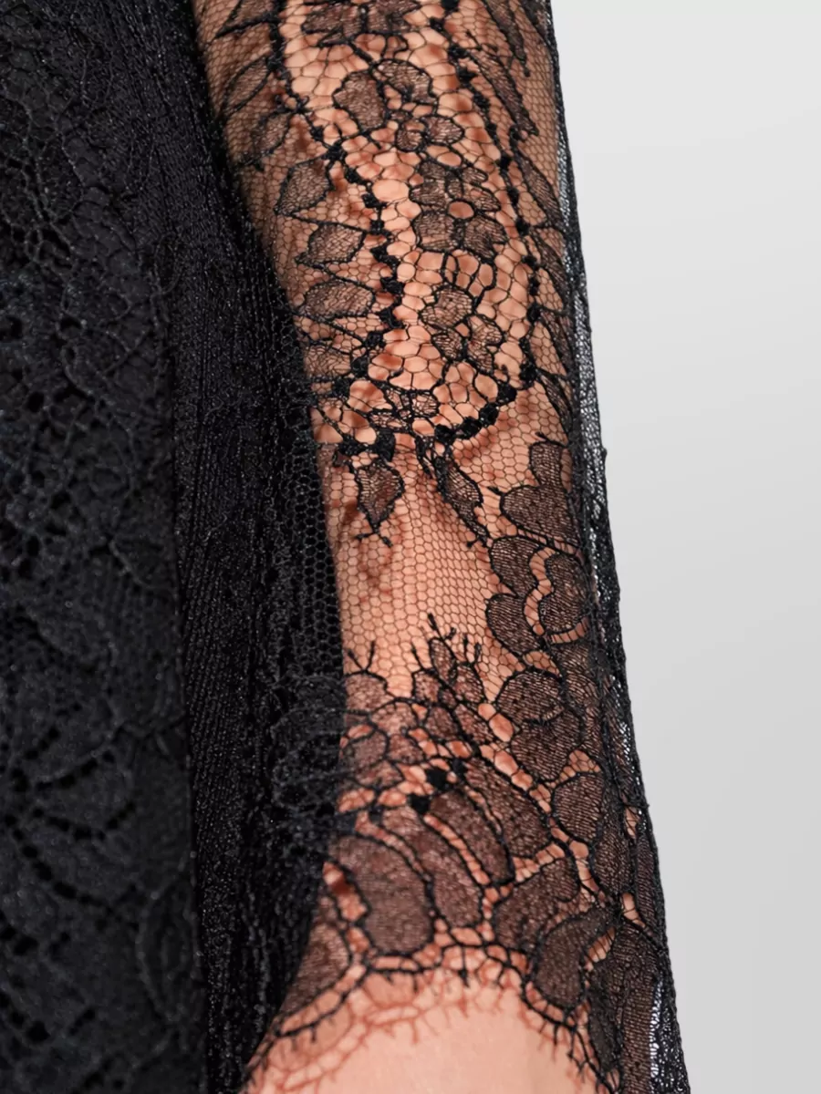 Dolce&Gabbana Chantilly Lace V-Neck Long-Sleeve Maxi Dress