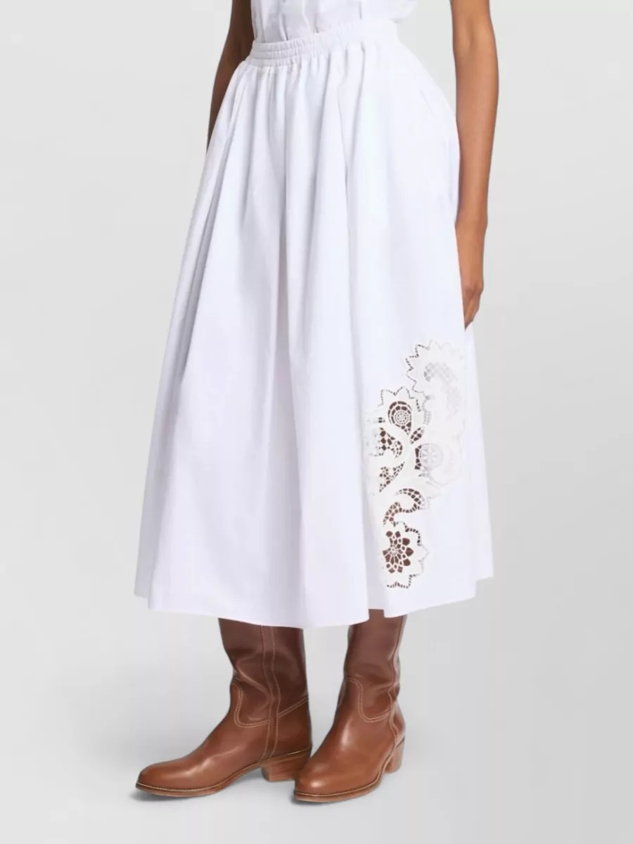 Fay Cotton Lace-Trim A-Line Maxi Skirt