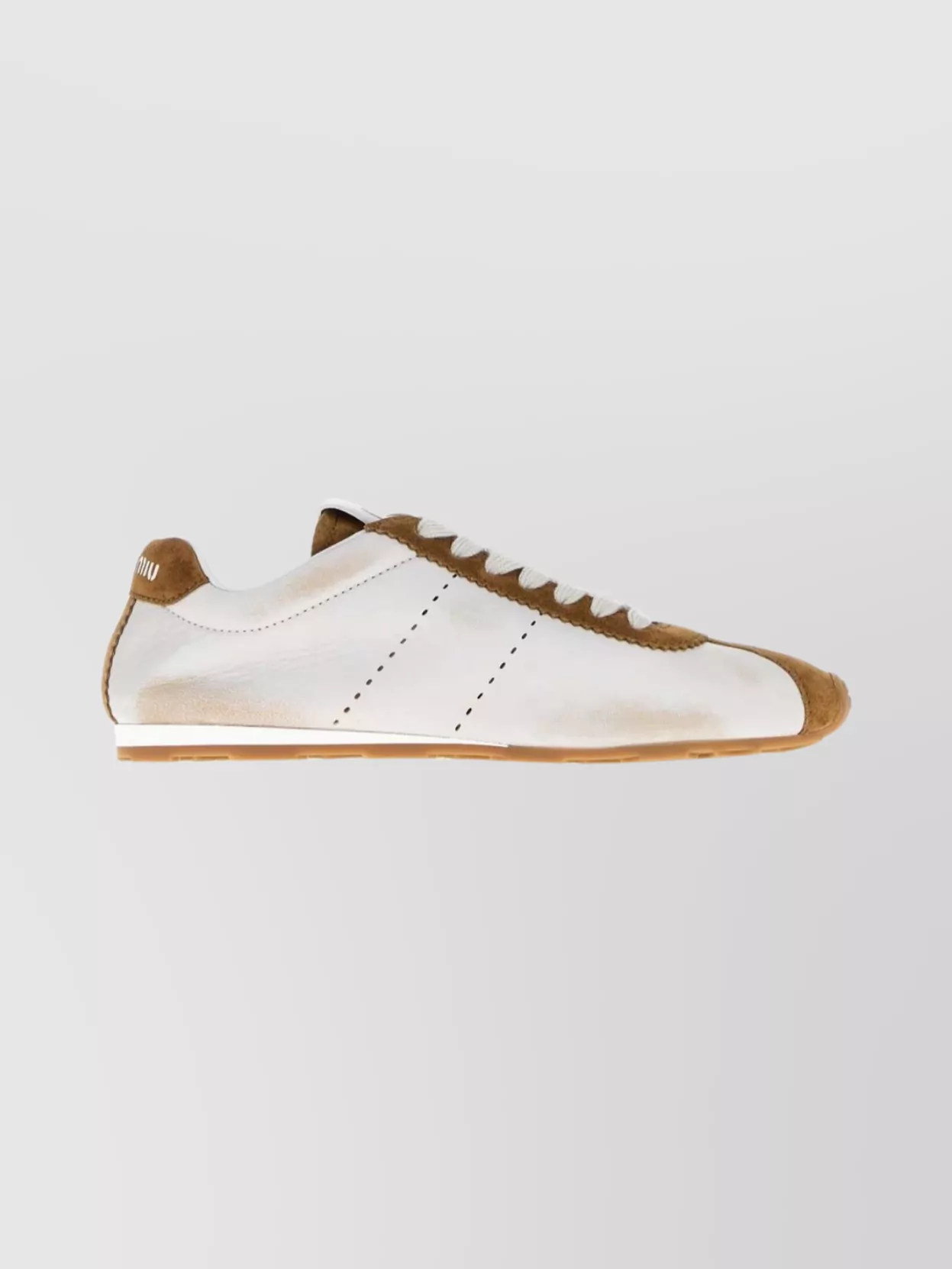 Miu Miu Two-tone Nappa Leather And Suede Sneakers In White