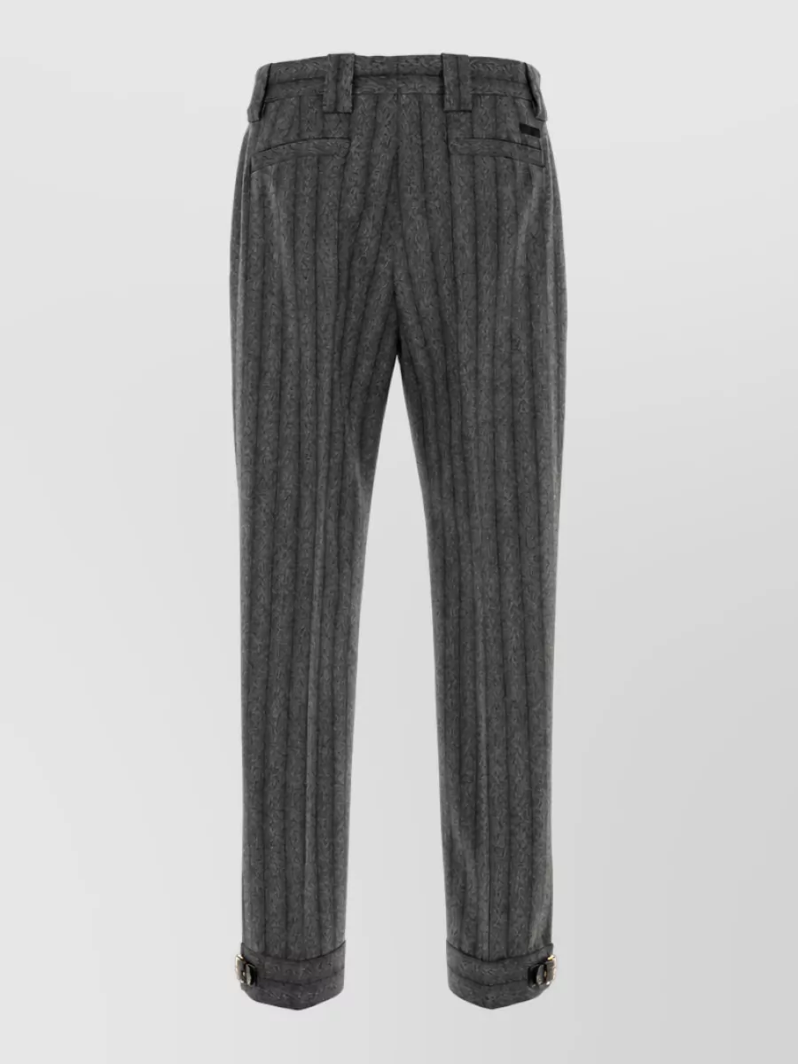 Versace Embroidered Virgin Wool Tailored Trousers