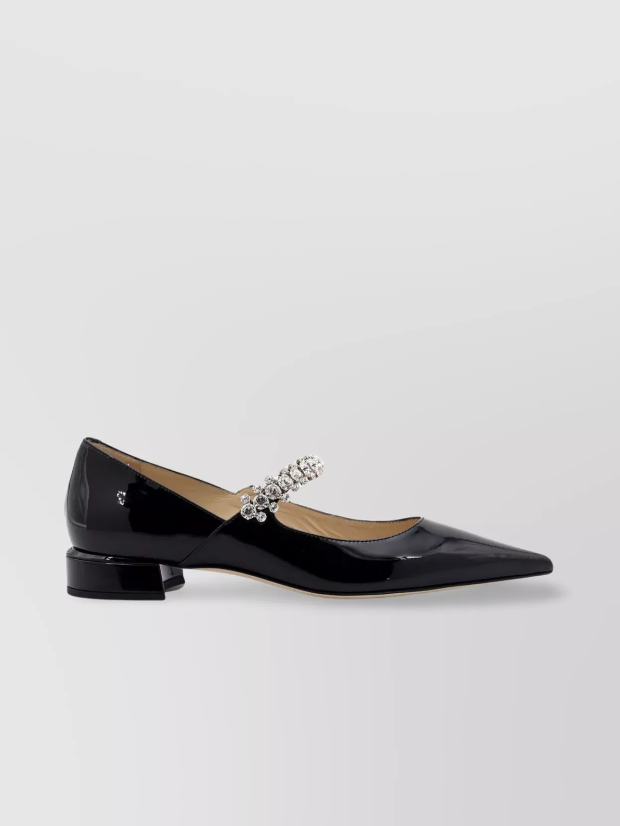Jimmy Choo Black Ballet Flats With Crystals On Strap In Black