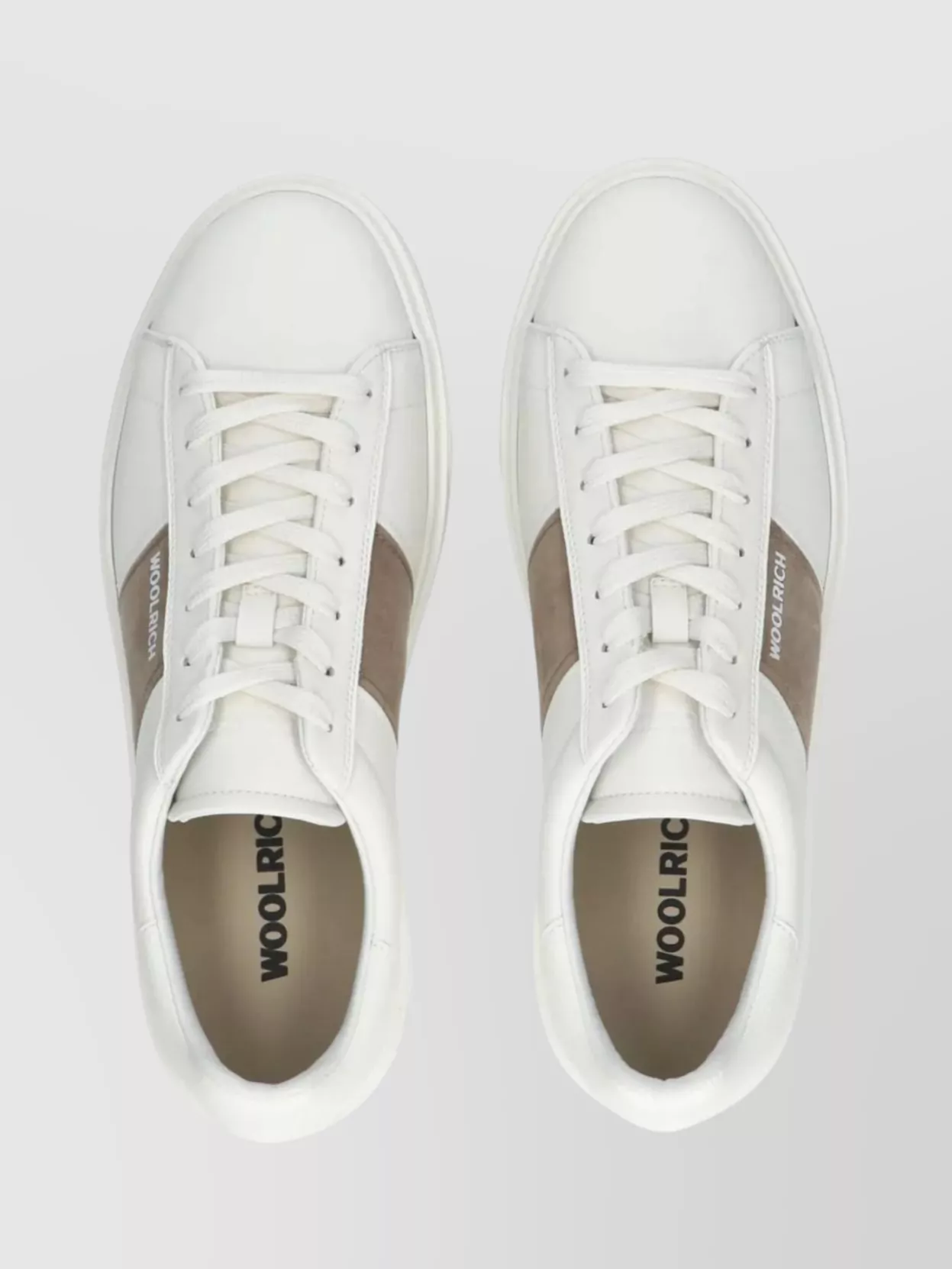 Woolrich Court Leather Sneakers With Contrast Panel And Round Toe
