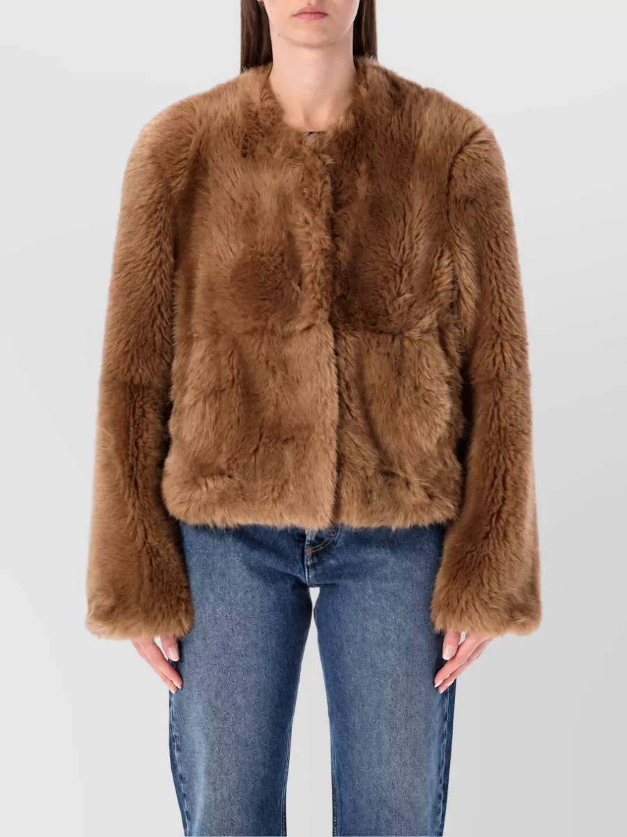 Stand Studio Cropped faux fur patchwork winter jacket