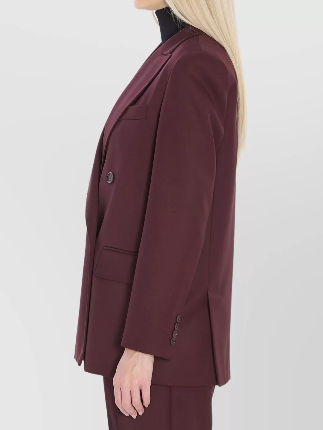 Max Mara Virgin Wool Blazer Peaked Lapels In Burgundy