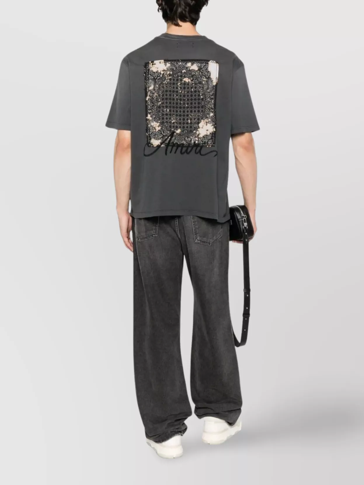 Amiri Men Cotton T-shirt With Embroidery In Gray