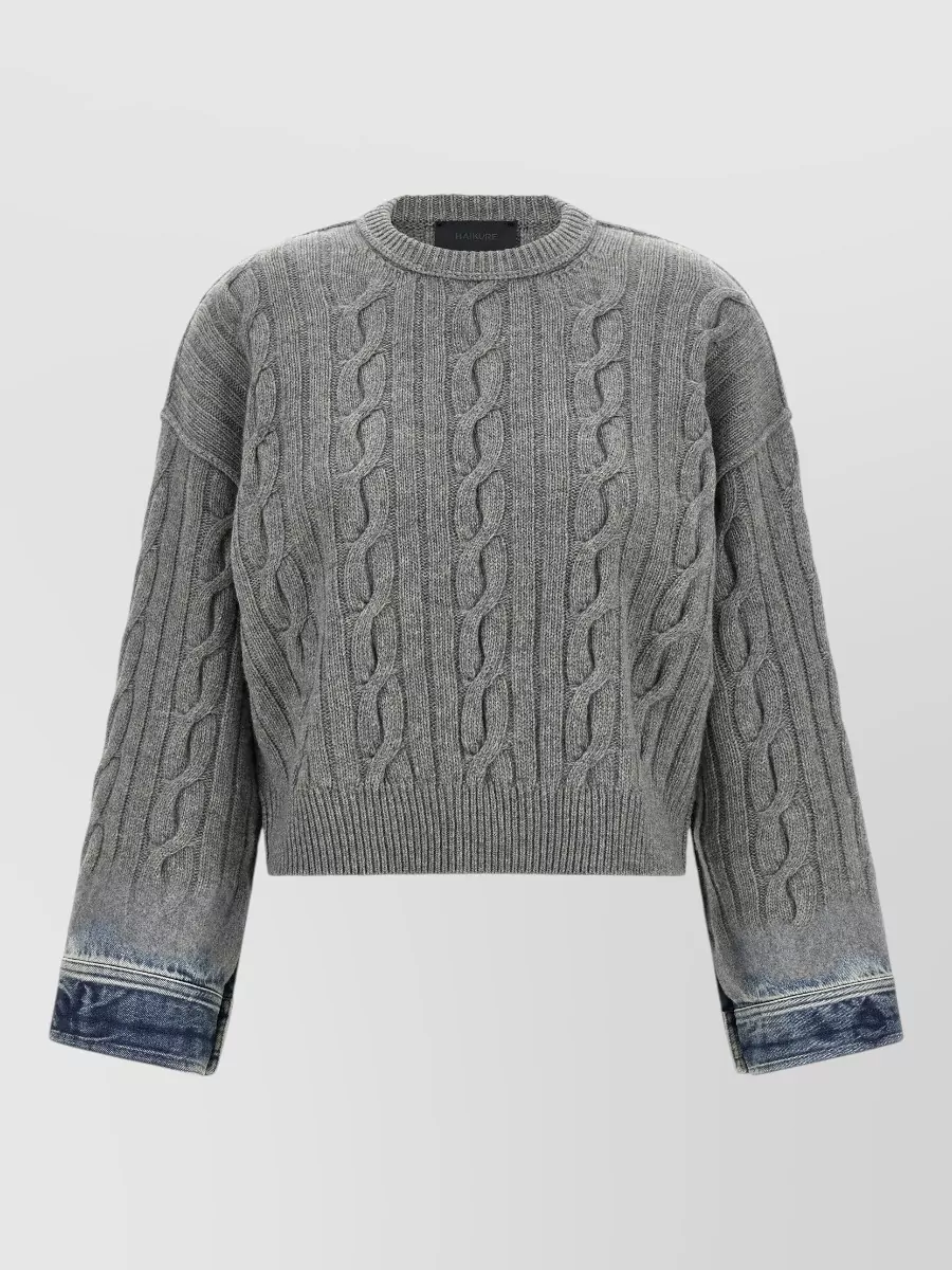 Haikure merino wool cable-knit crew-neck sweater
