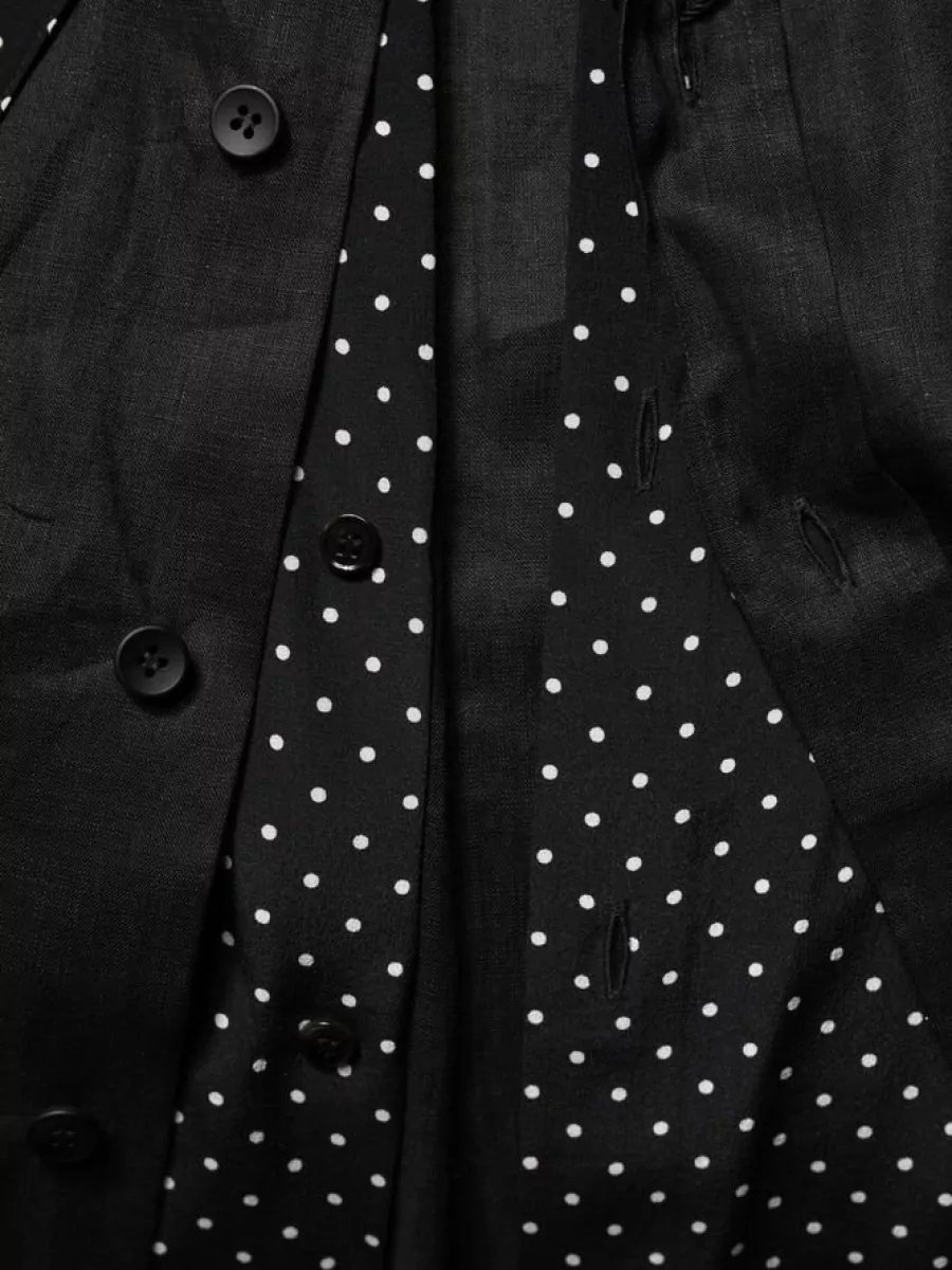 Dolce&Gabbana Silk Linen Polka Dot Long-Sleeve Shirt