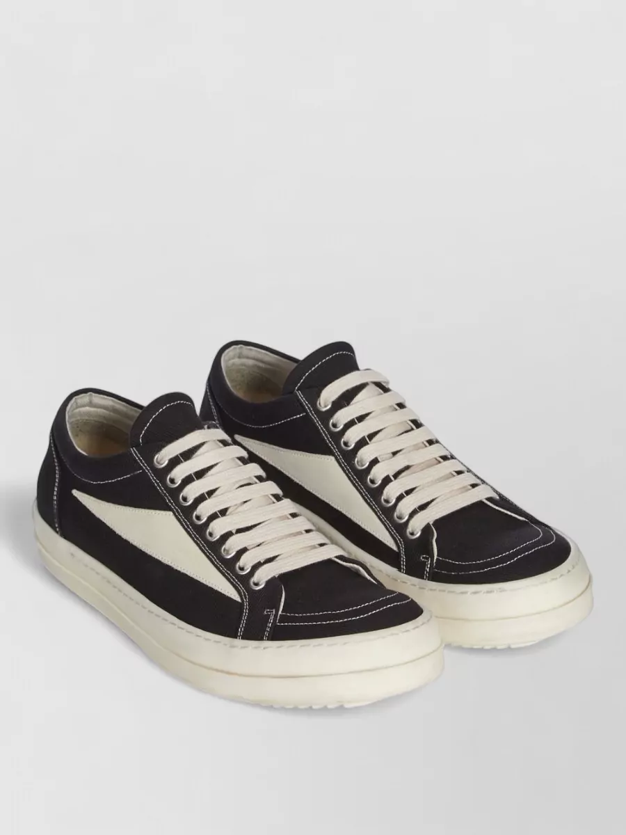 Rick Owens Drkshdw Denim Leather Appliqué Low-Top Sneakers