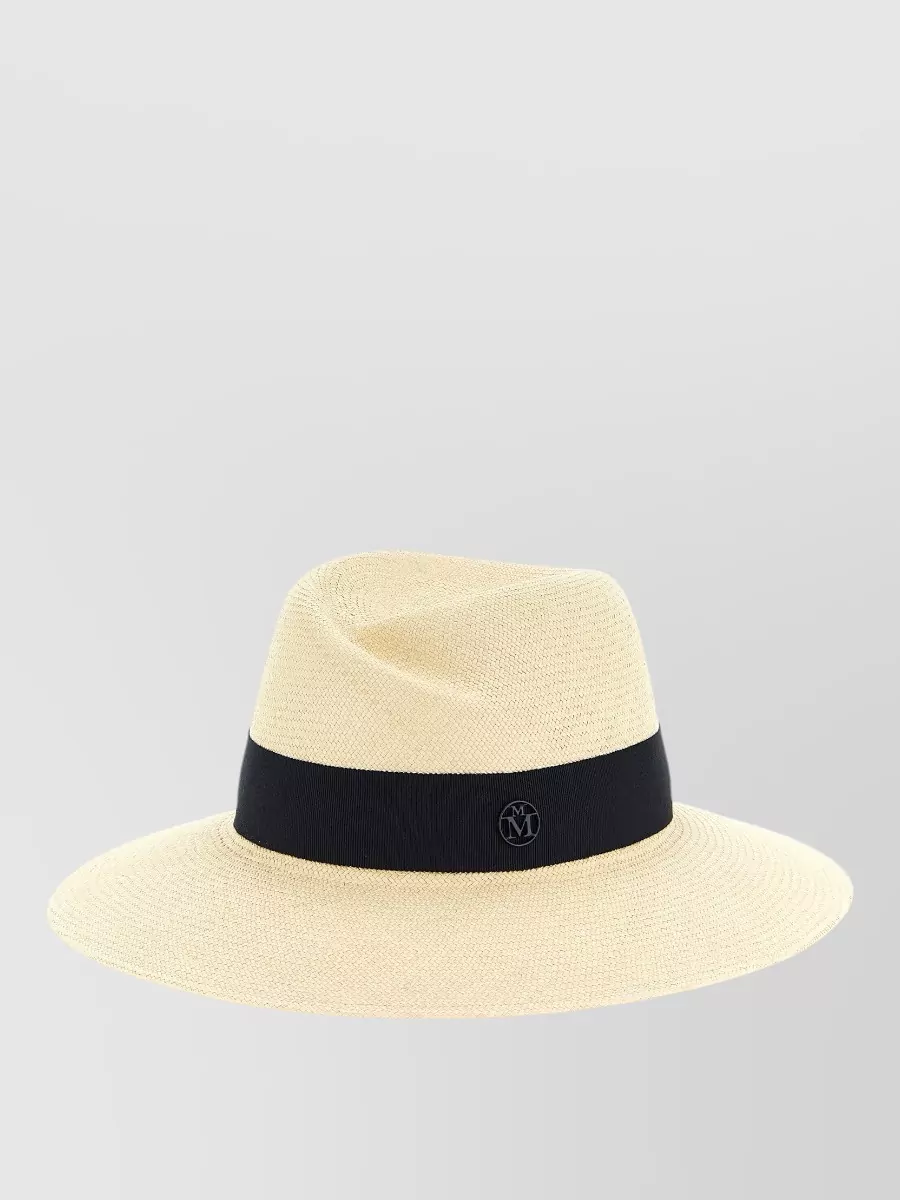 Maison Michel Virginie Wide Brim Hat Contrast Band