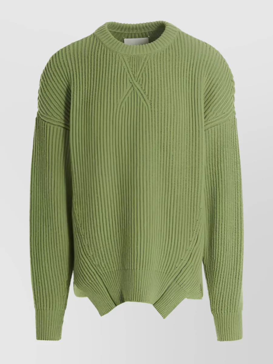 Shop Jil Sander Textured Crew Neck Sweater In Green