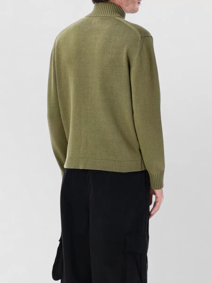 C.p. Company Cotton Ribbed High-Neck Zip Cardigan