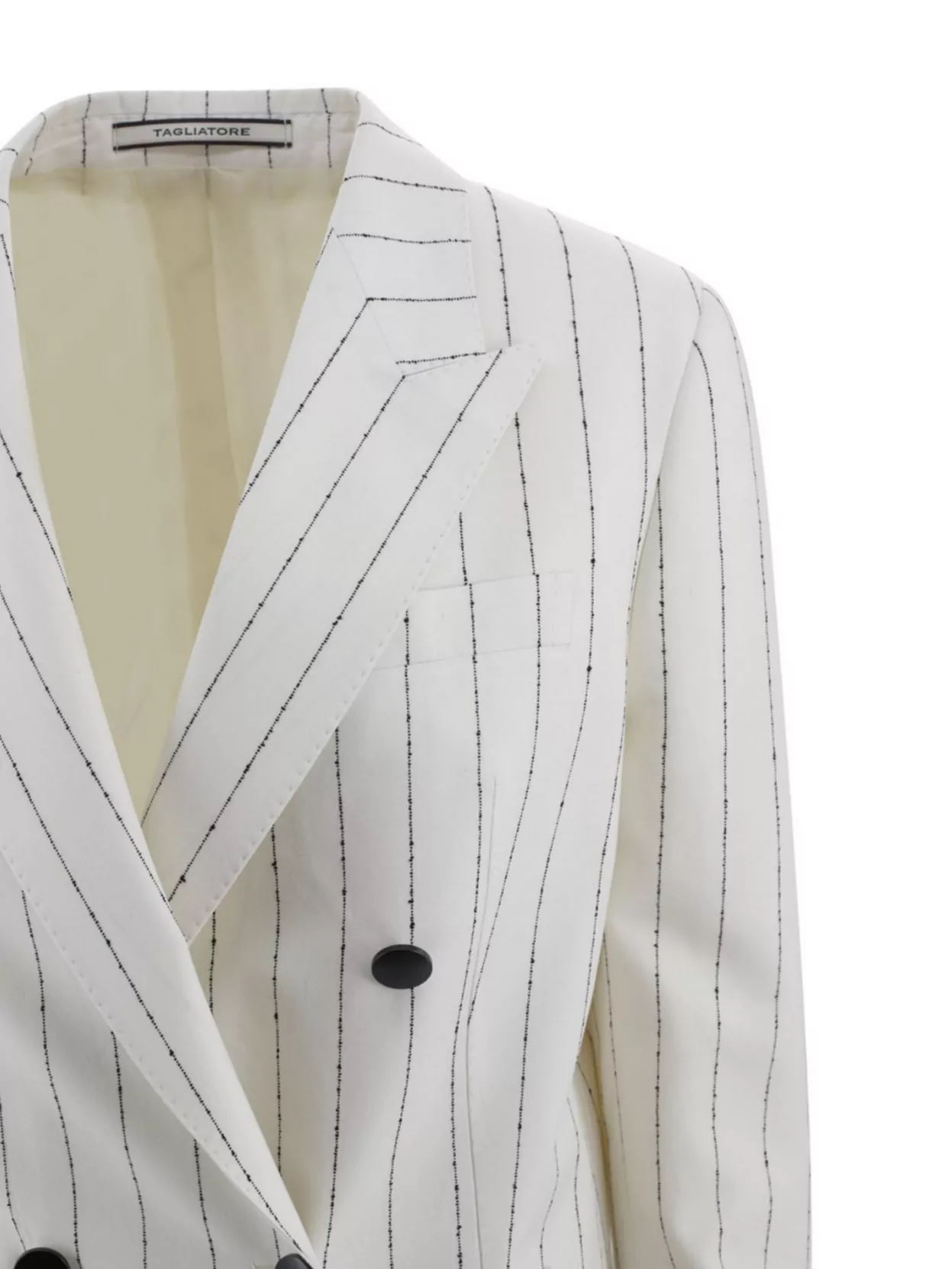 Tagliatore Striped Double-Breasted Jacket Featuring Button Detailing