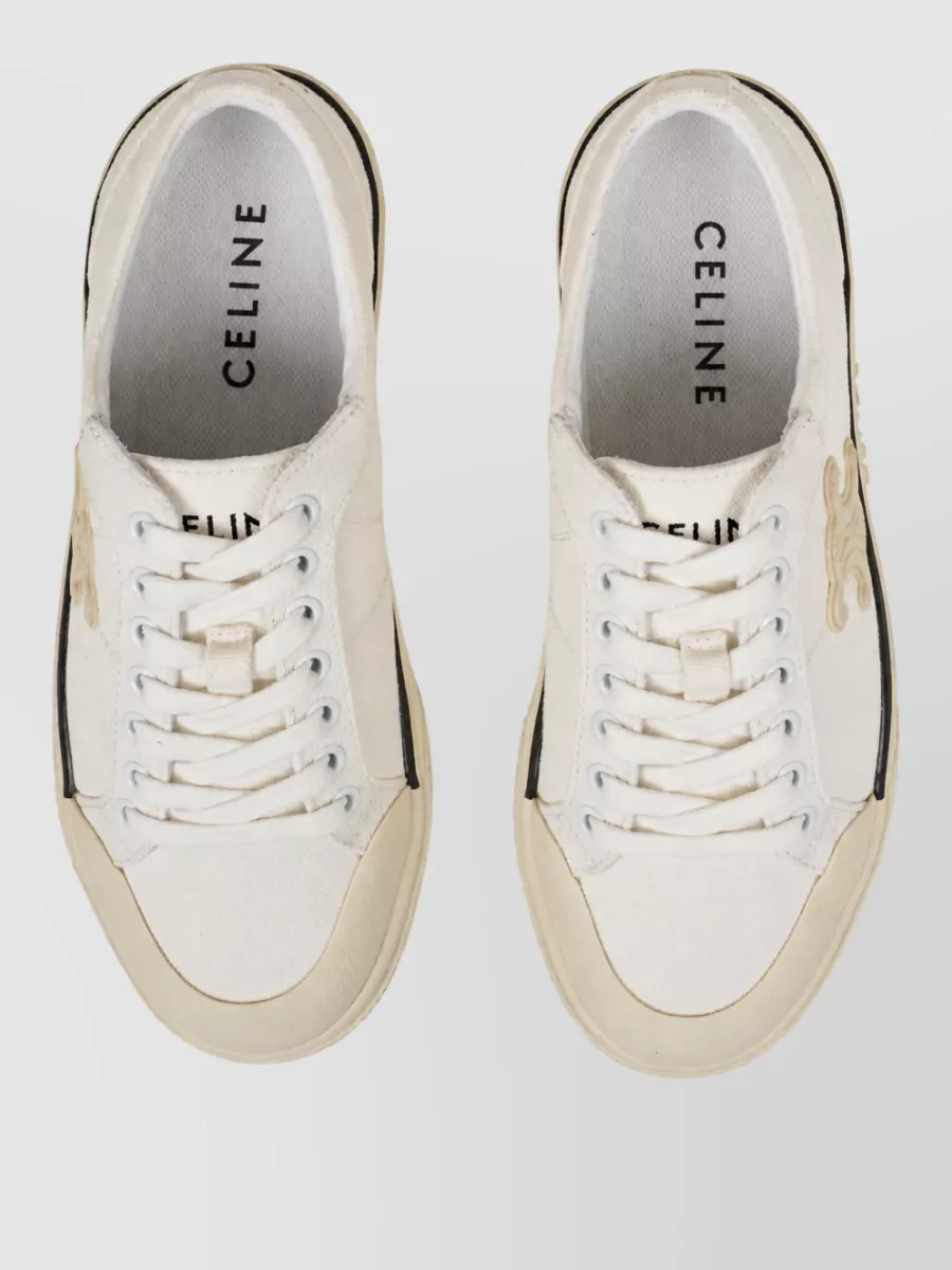 Celine Cotton Lace-Up Sneakers