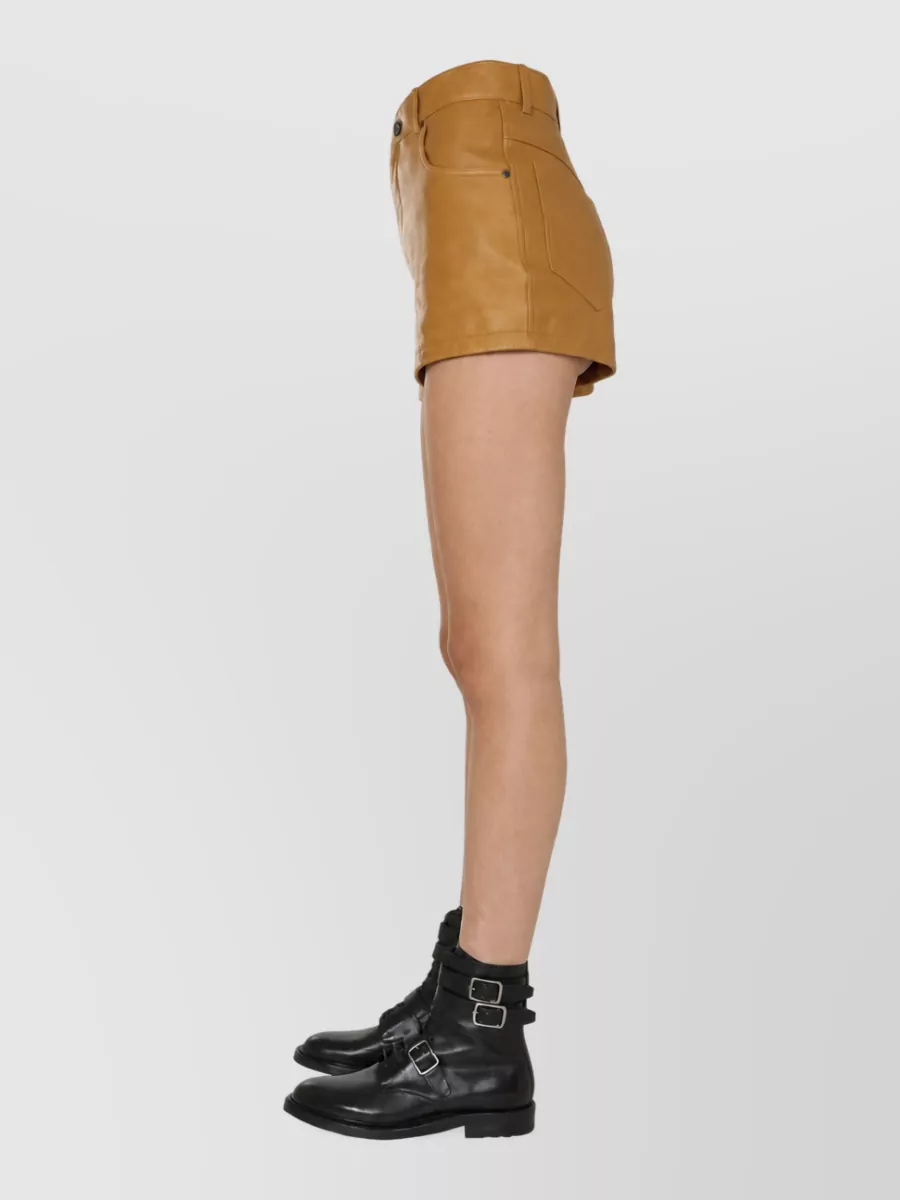 Saint Laurent High-Rise Leather Shorts