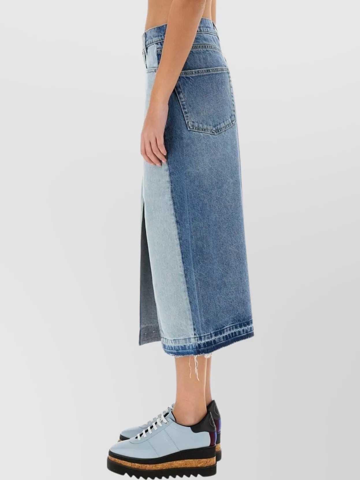 Shop Stella Mccartney Skirt Denim Contrasting Panel