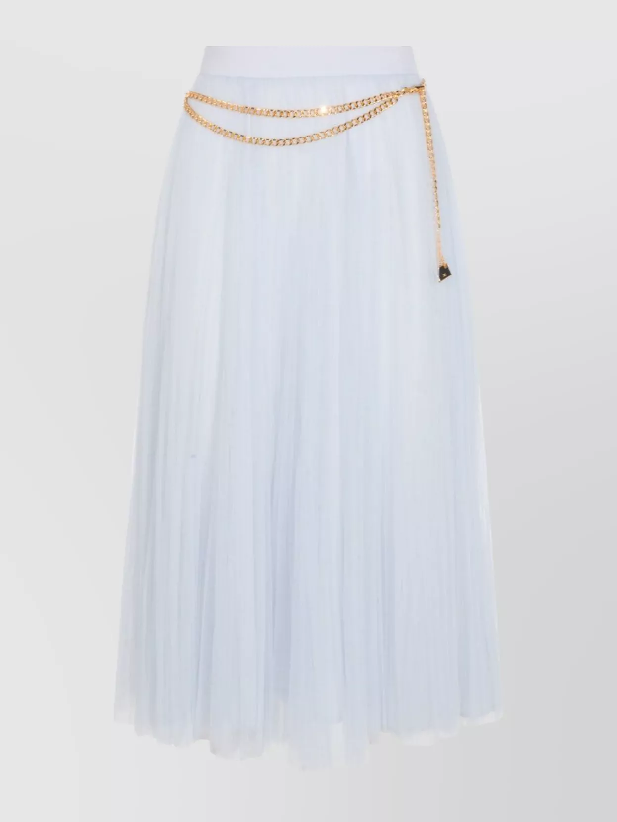 Elisabetta Franchi Midi Skirt With Gold Chain And Pleats