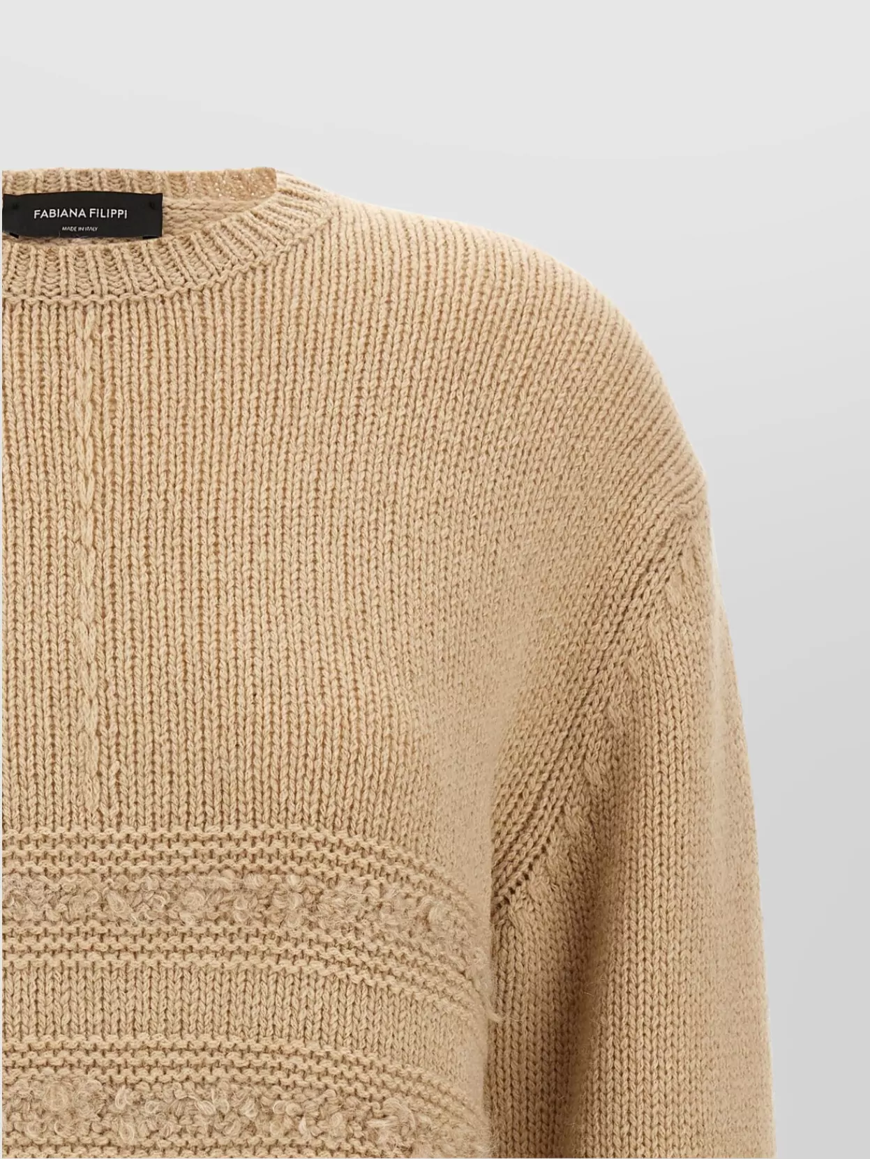 Fabiana Filippi Crew Neck Knit Sweater With Textured Insert