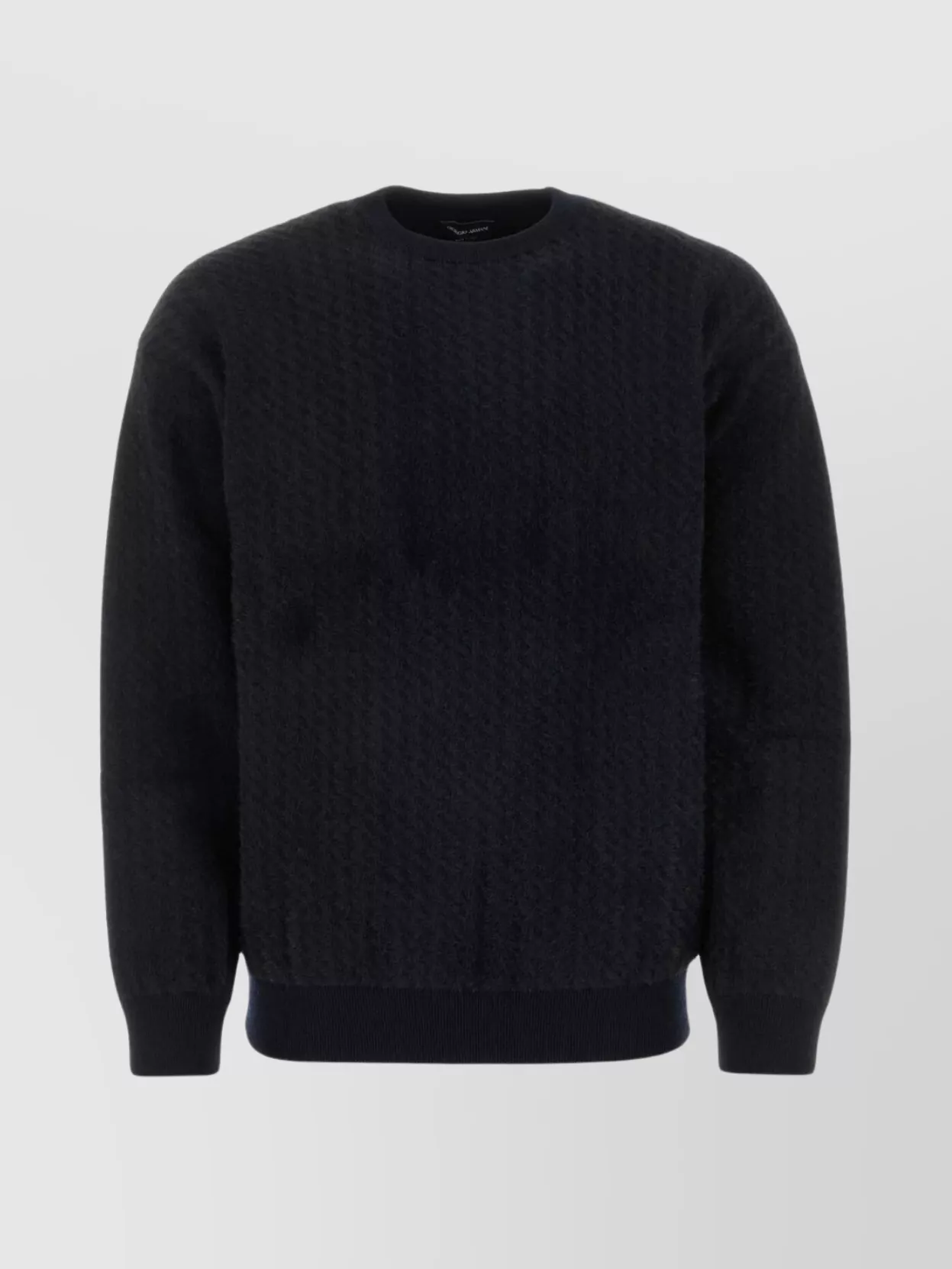 Shop Giorgio Armani Textured Crew Neck Sweater In Blue