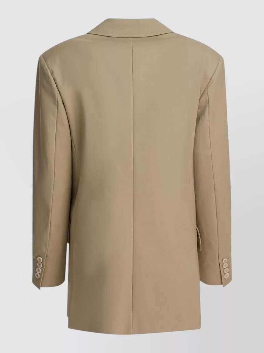Max Mara Double Breasted Jacket Buttoned Cuffs Lapels In Nude